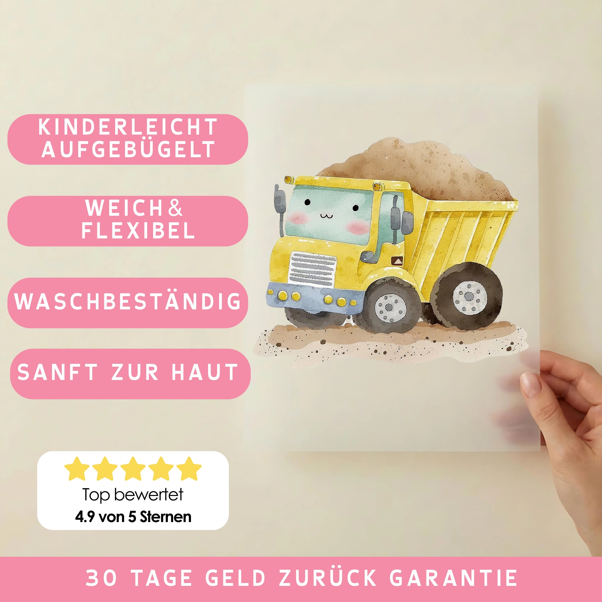 Bügelbild Baustelle Kipplaster