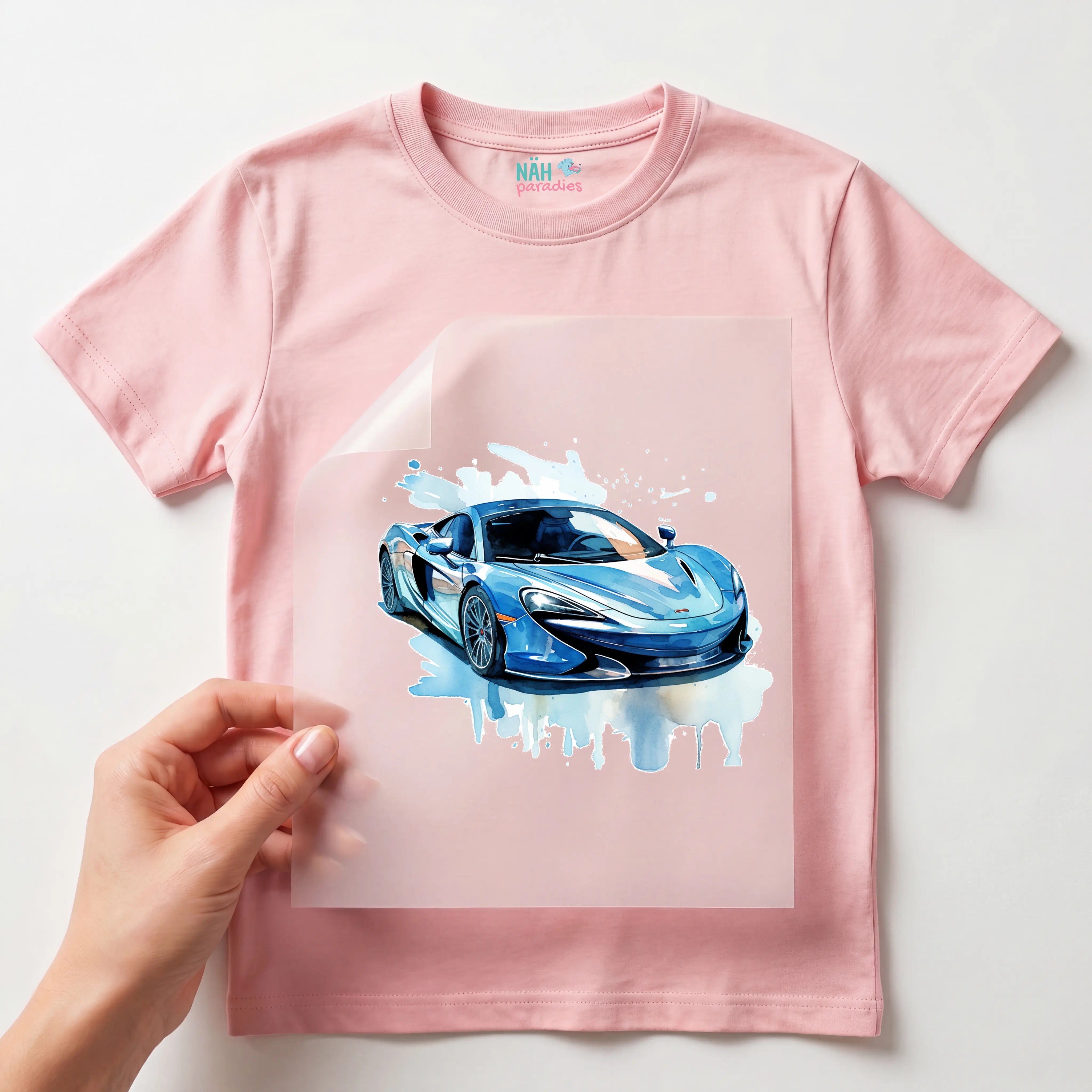 Bügelbild Rennauto Blau