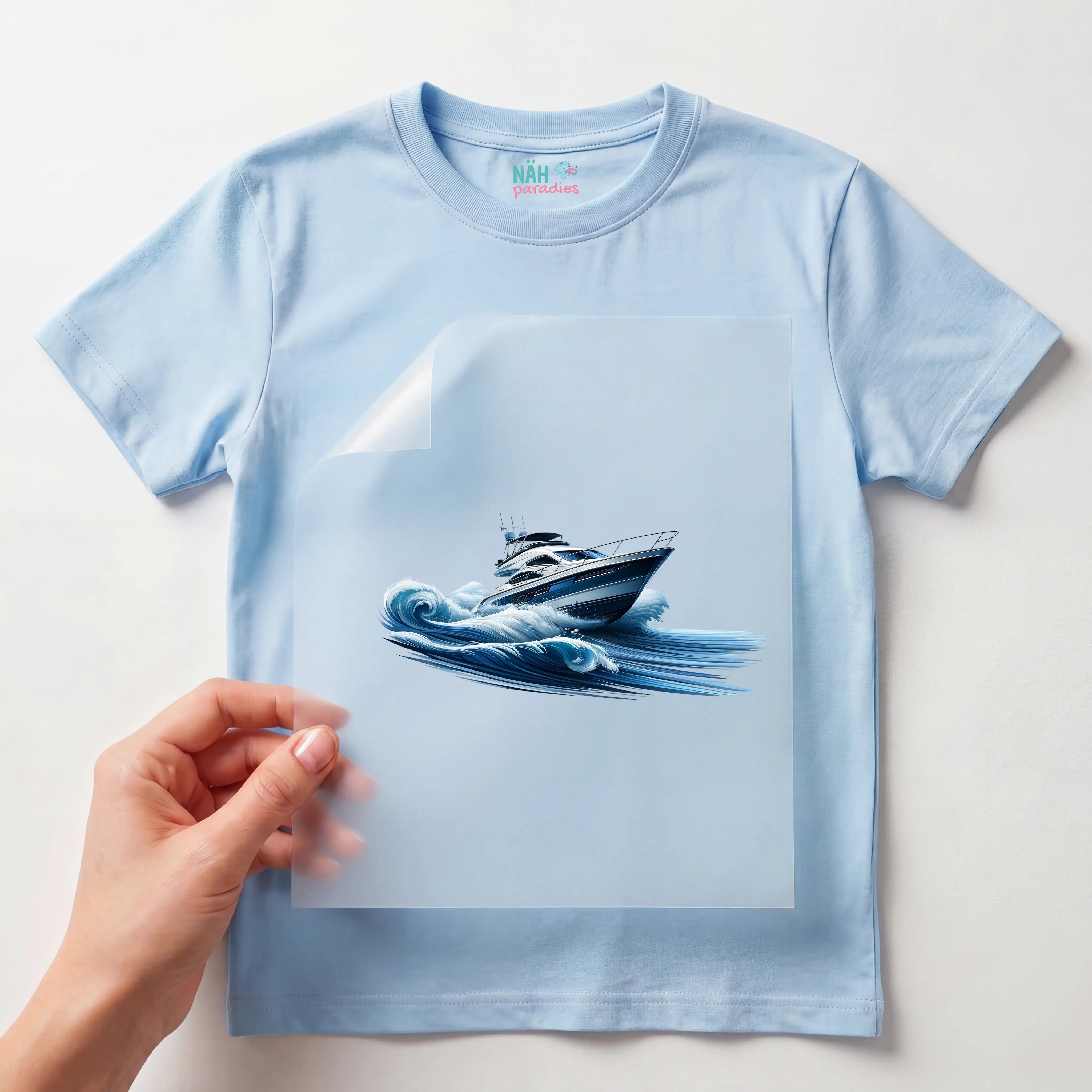 Bügelbild Yacht Wasserrakete