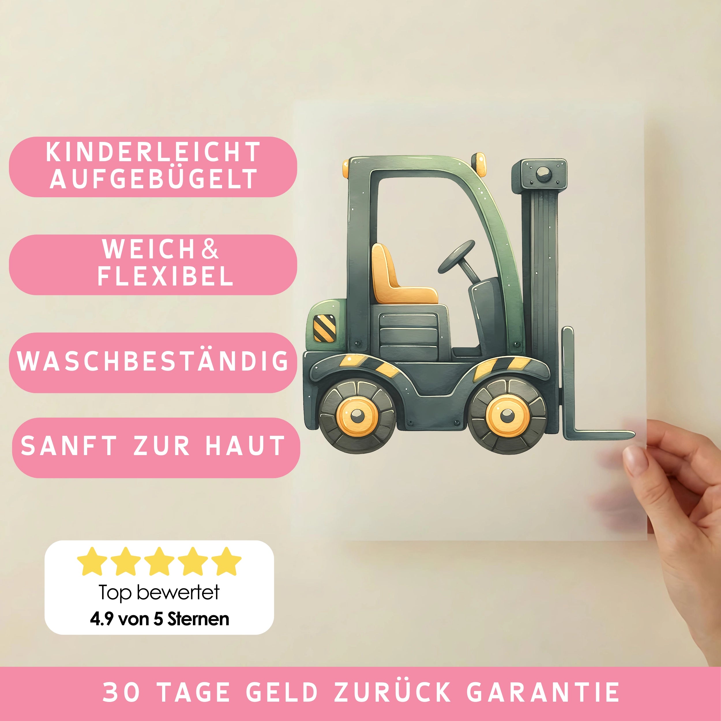 Bügelbild grüner Gabelstapler