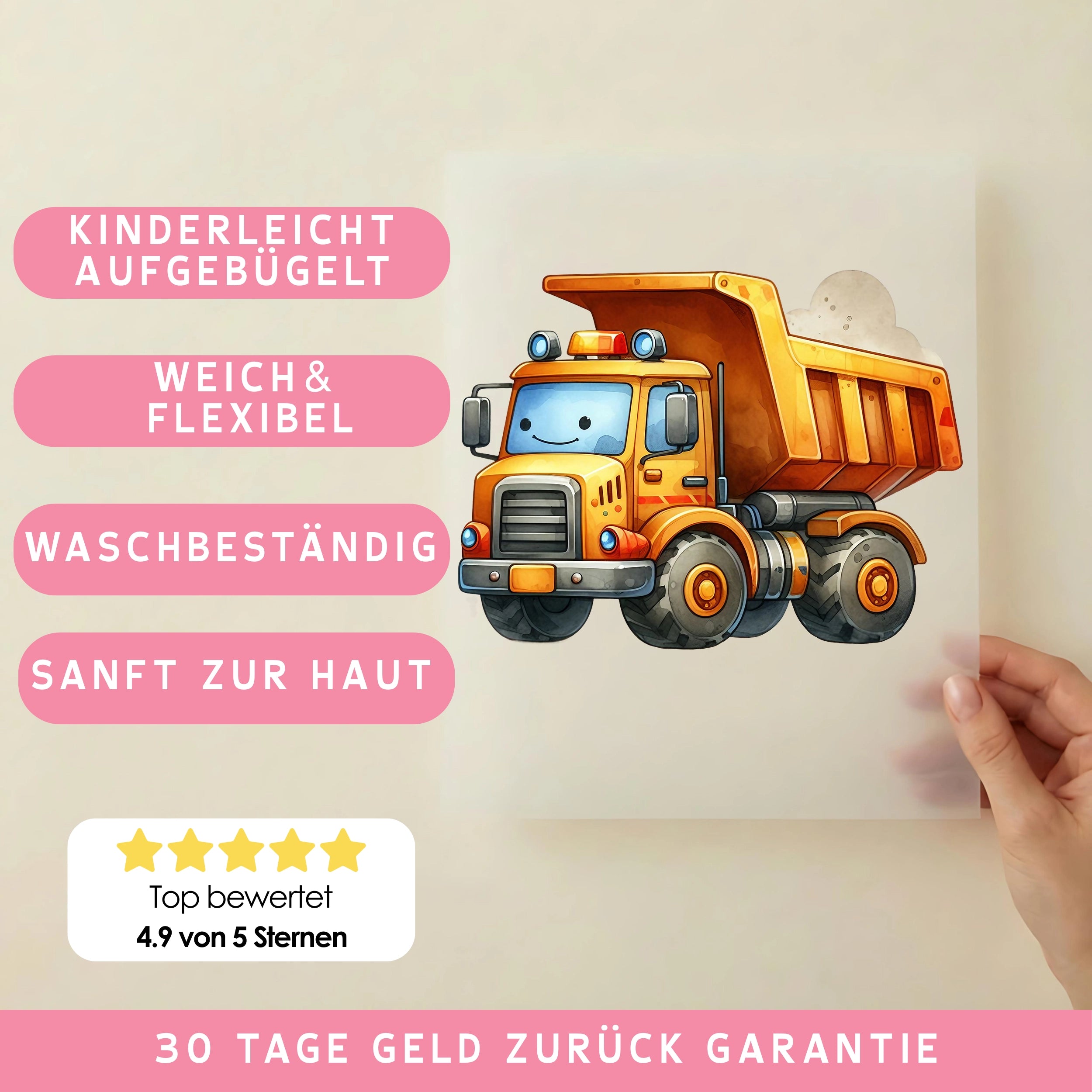 Bügelbild Kipplaster Baustellenfreund Bruno
