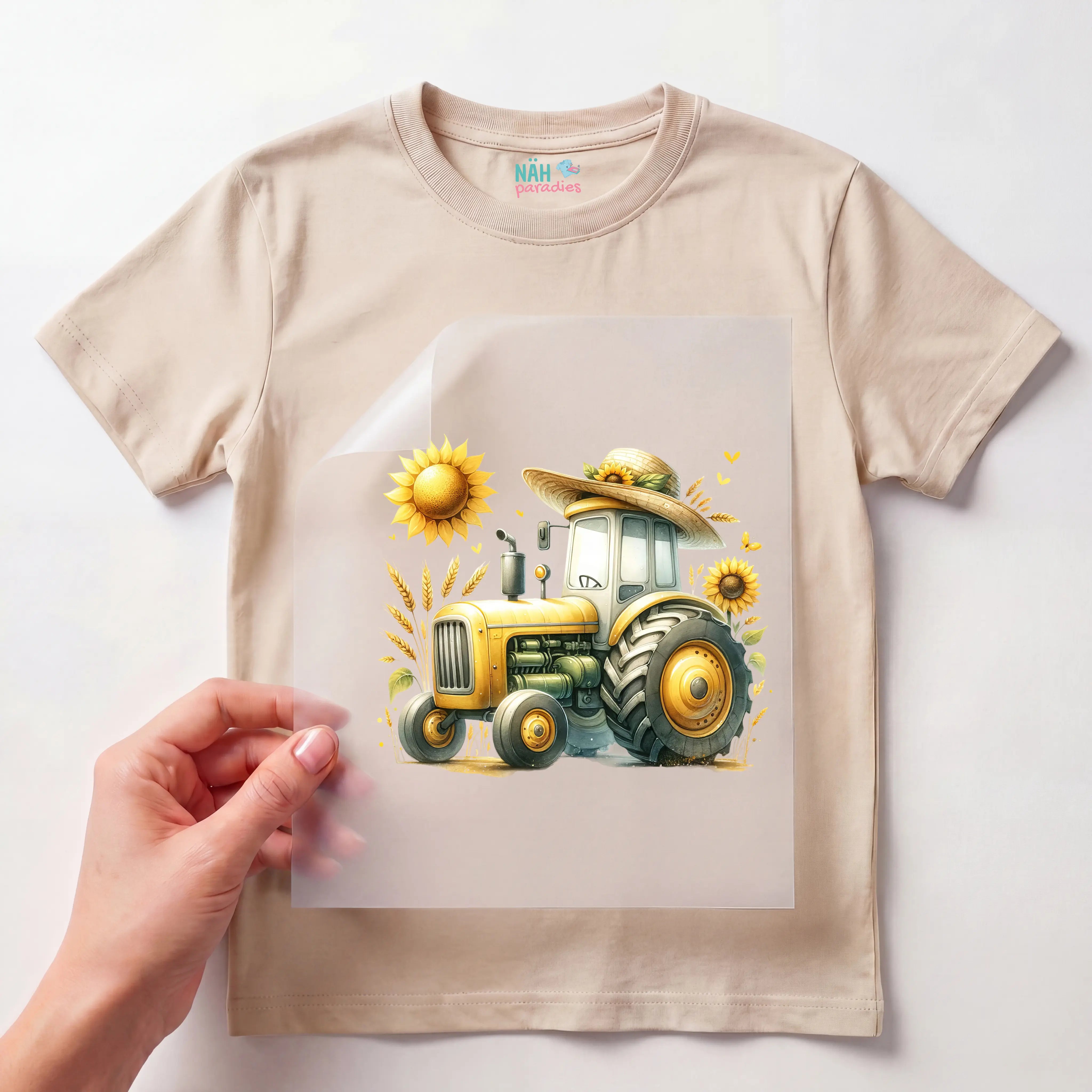 Bügelbild Traktor Sonnenblumentraum