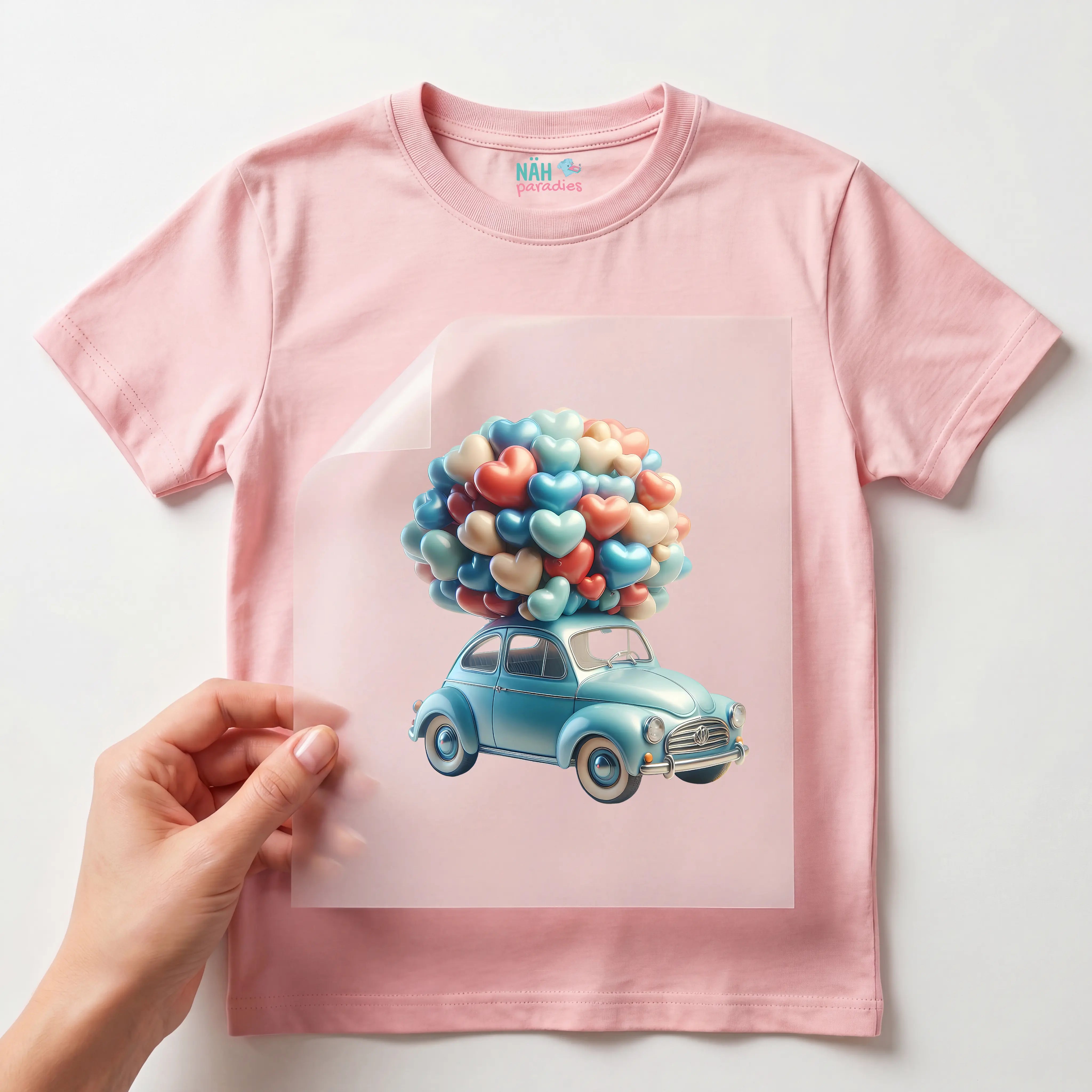 Bügelbild Auto Herzenswolke