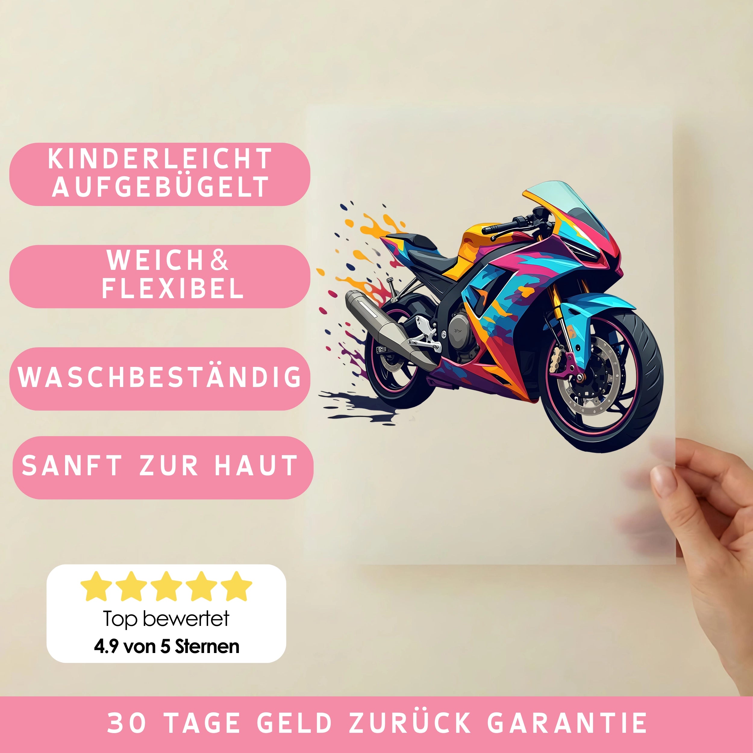 Bügelbild Splash Motorbike