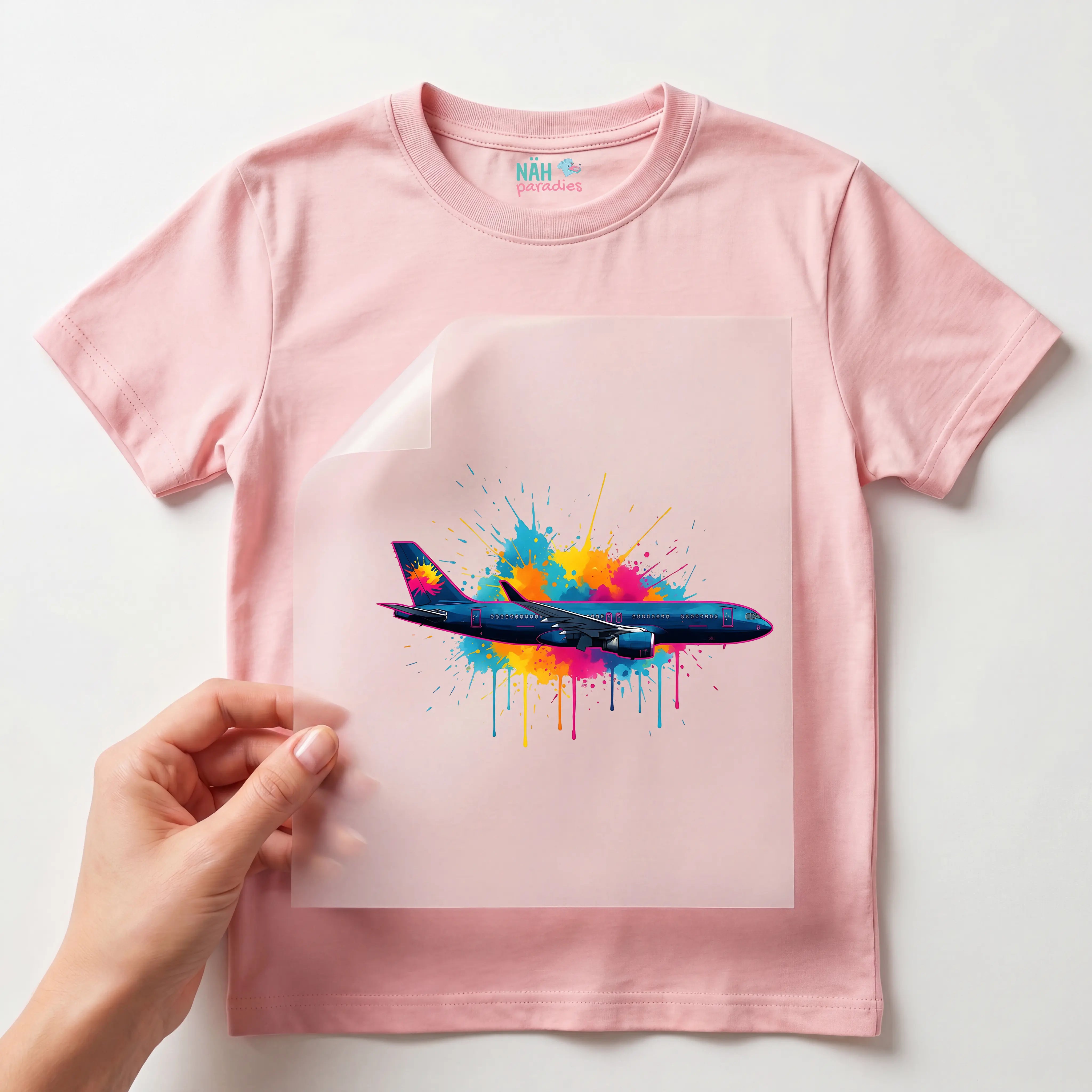Bügelbild Splash Flugzeug