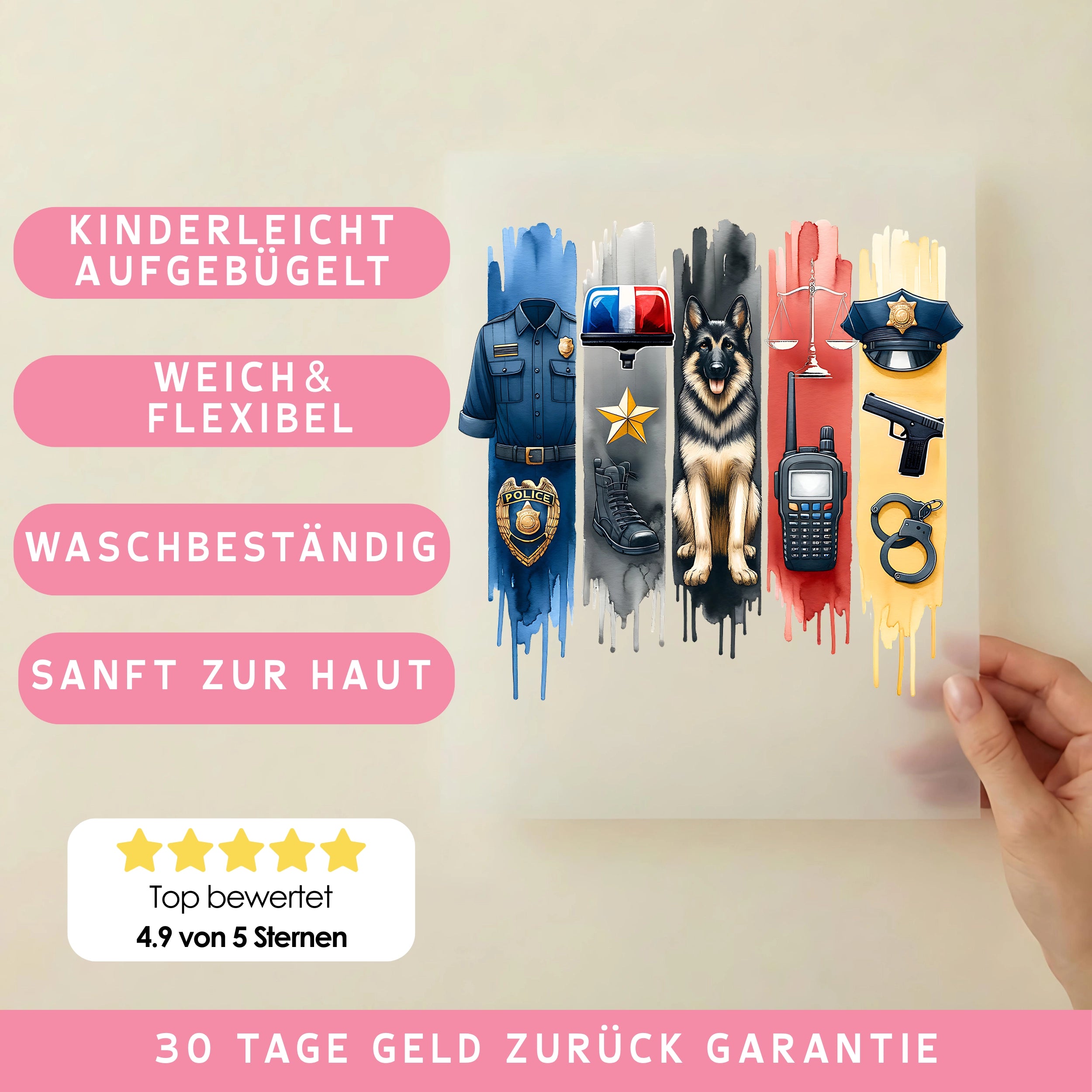 Bügelbild Polizei Panel