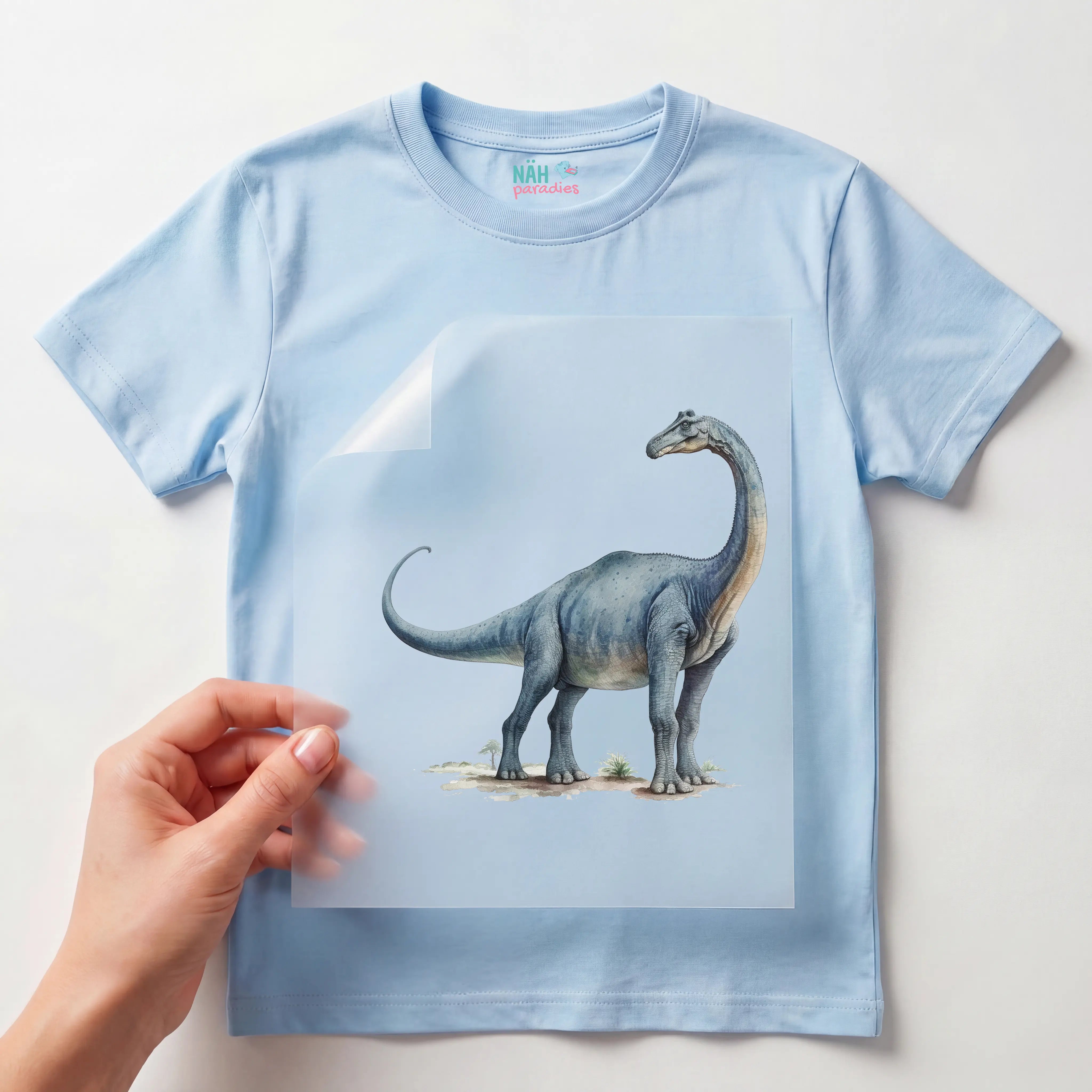 Bügelbild Brachiosaurus Dinosaurier Blau