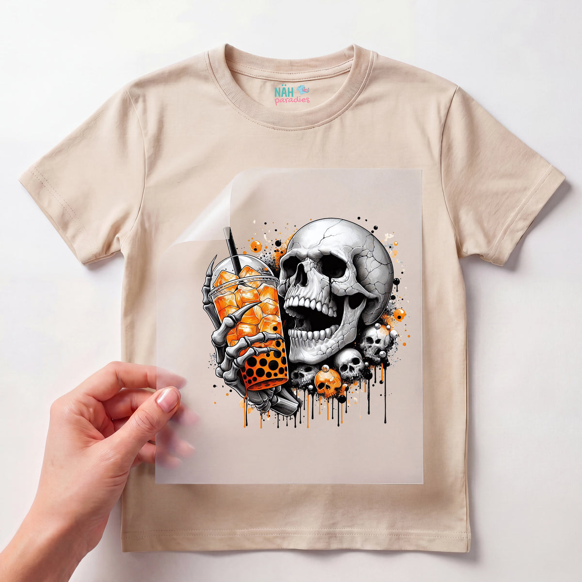 Bügelbild Schädel Kürbis-Monsterdrink