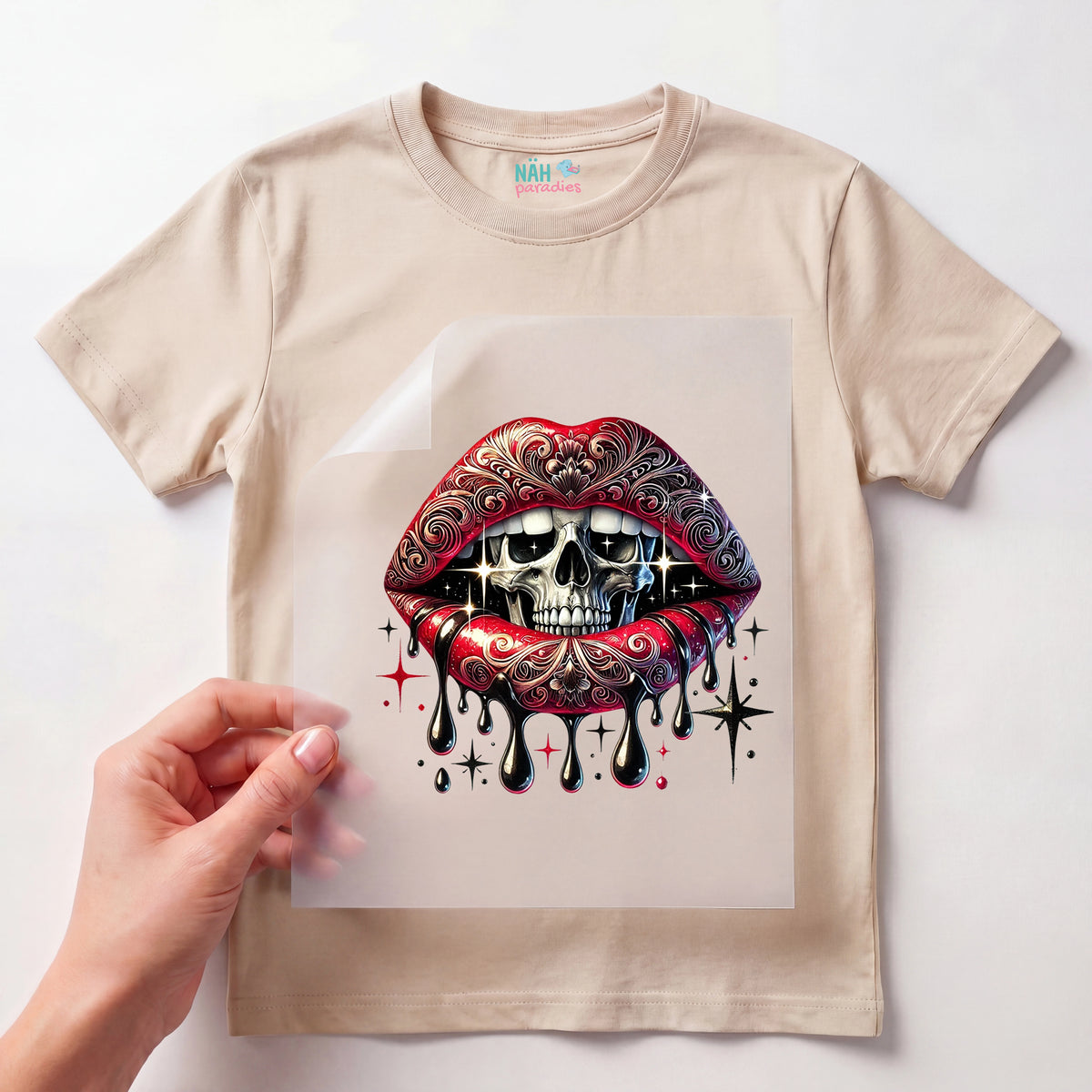 Bügelbild Skull Kiss