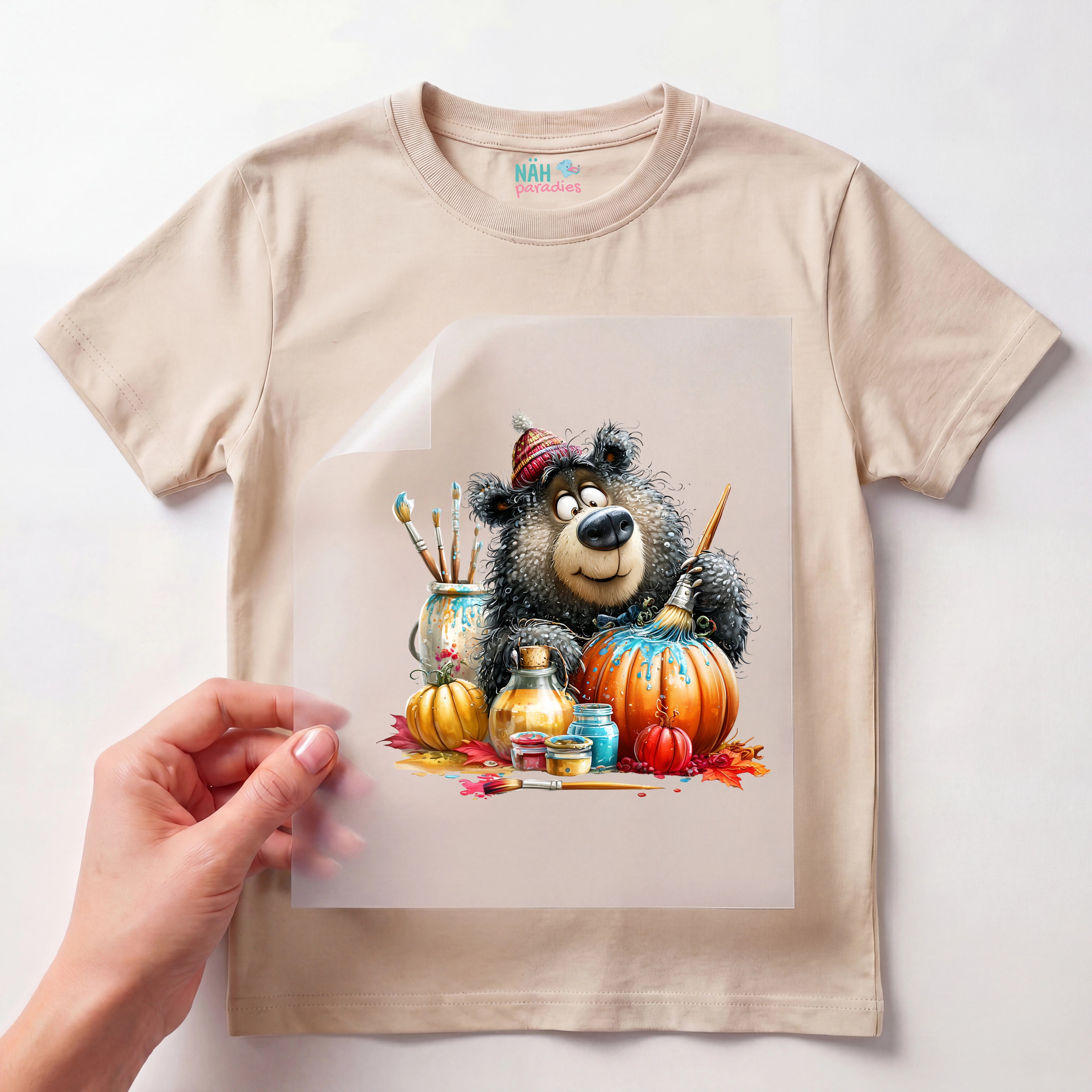Bügelbild Bär als Künstler