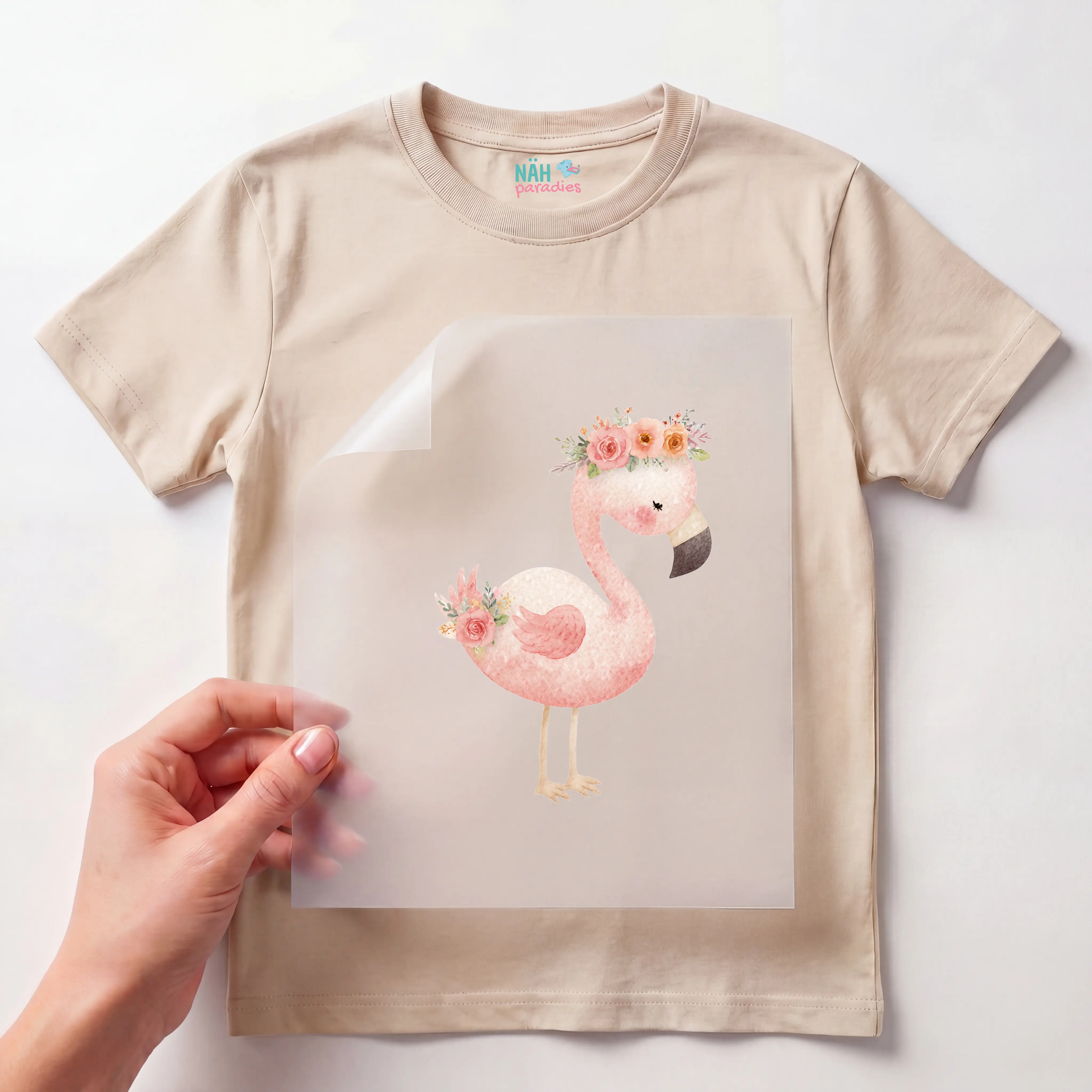 Bügelbild Flamingo mit Blumen