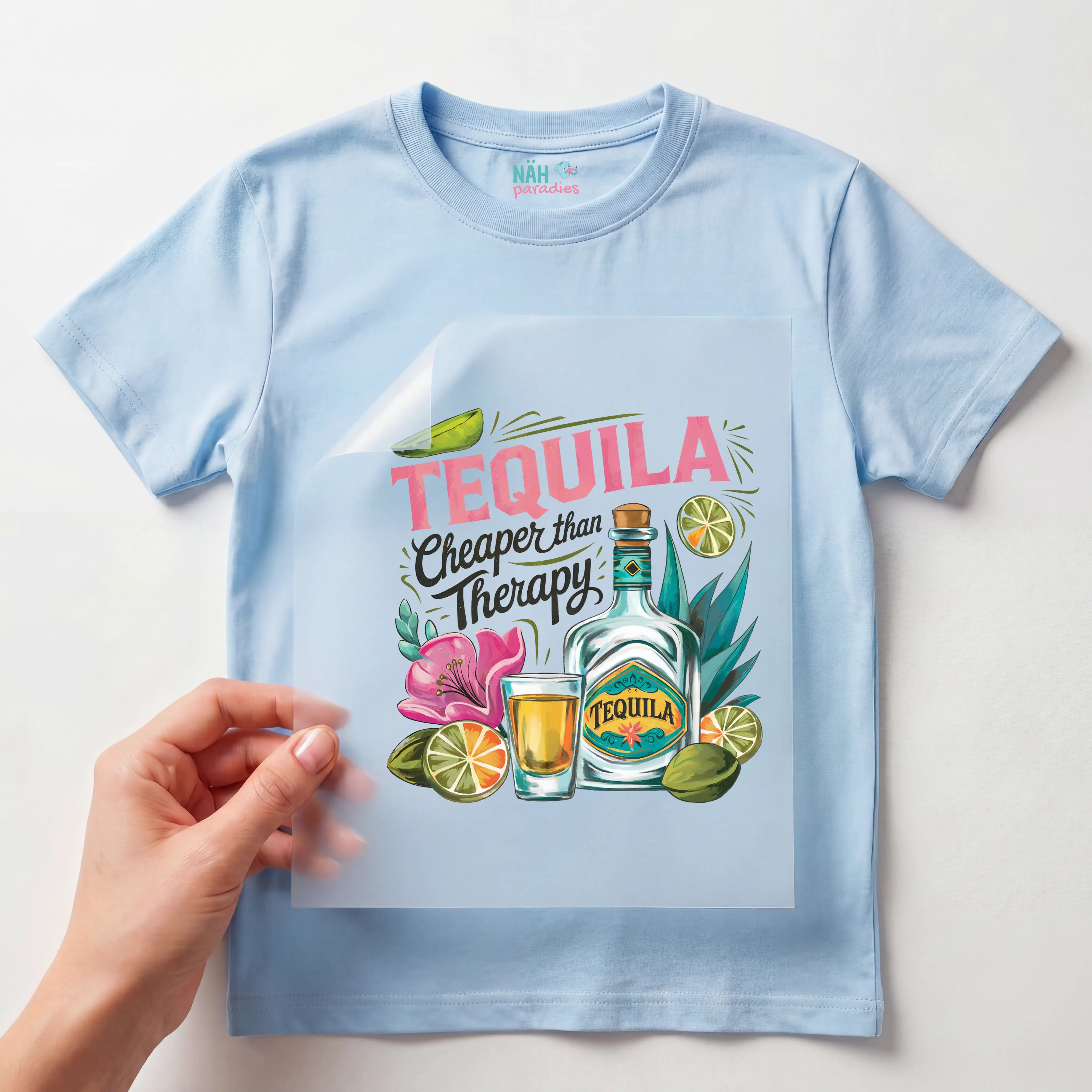 Bügelbild Tequila Cheaper than Therapy