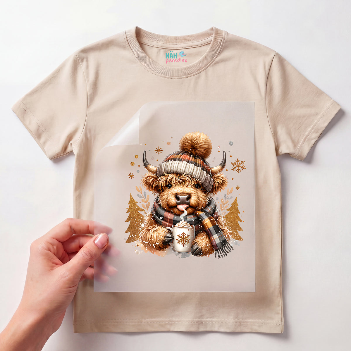 Bügelbild Kuh flauschiges Schlürfen