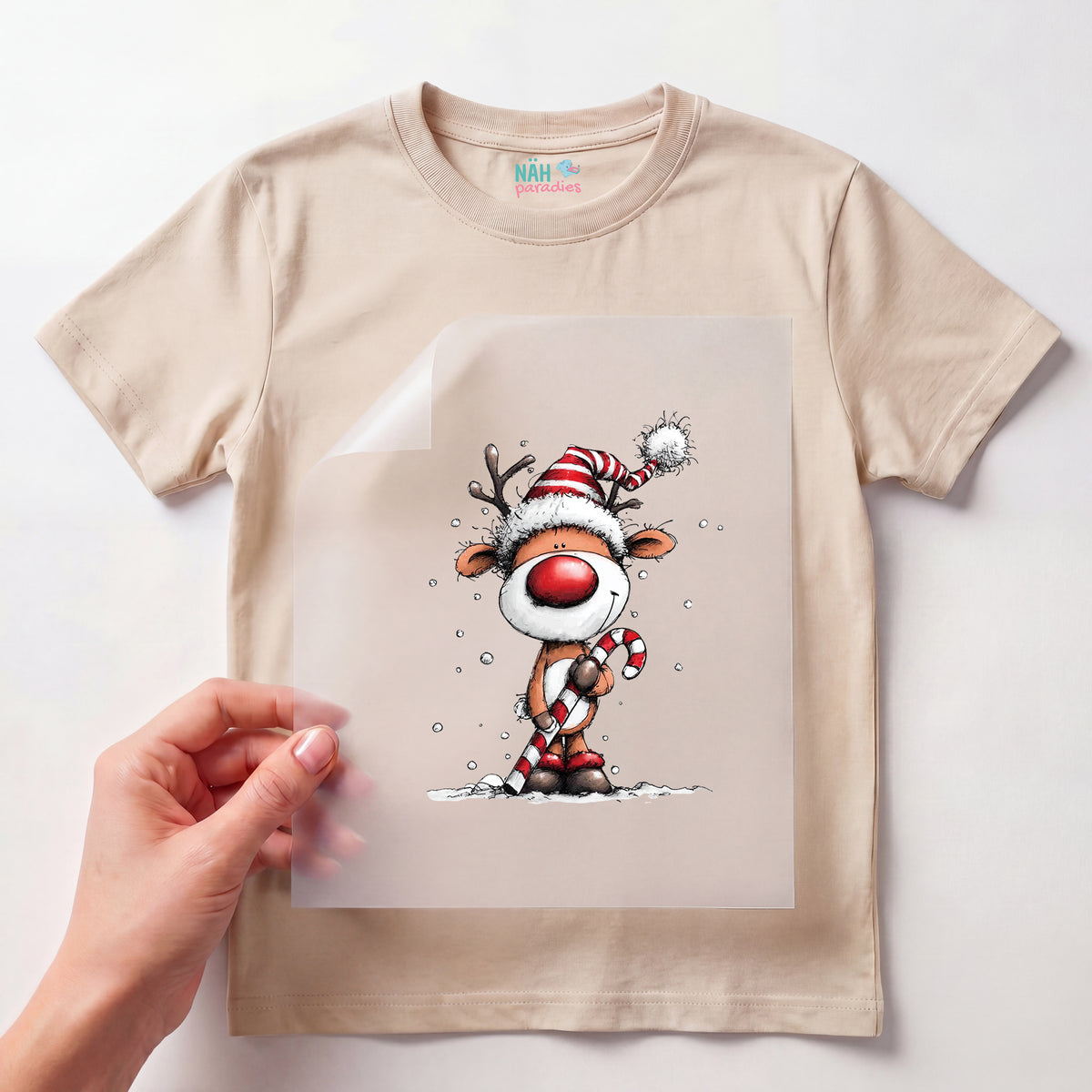 Bügelbild Rentier Zuckerstangen Cutie