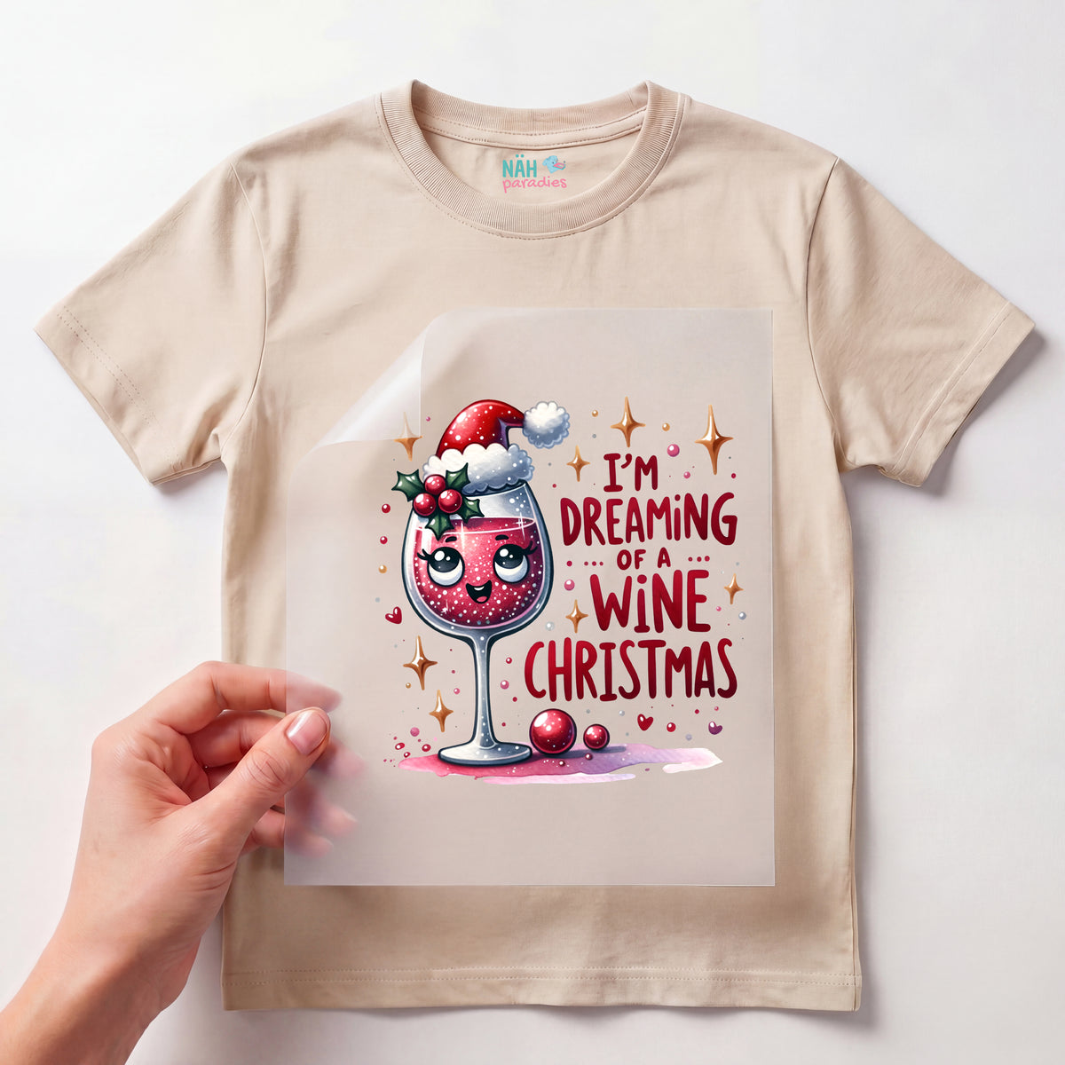 Bügelbild Weihnachts Weinglas Cutie