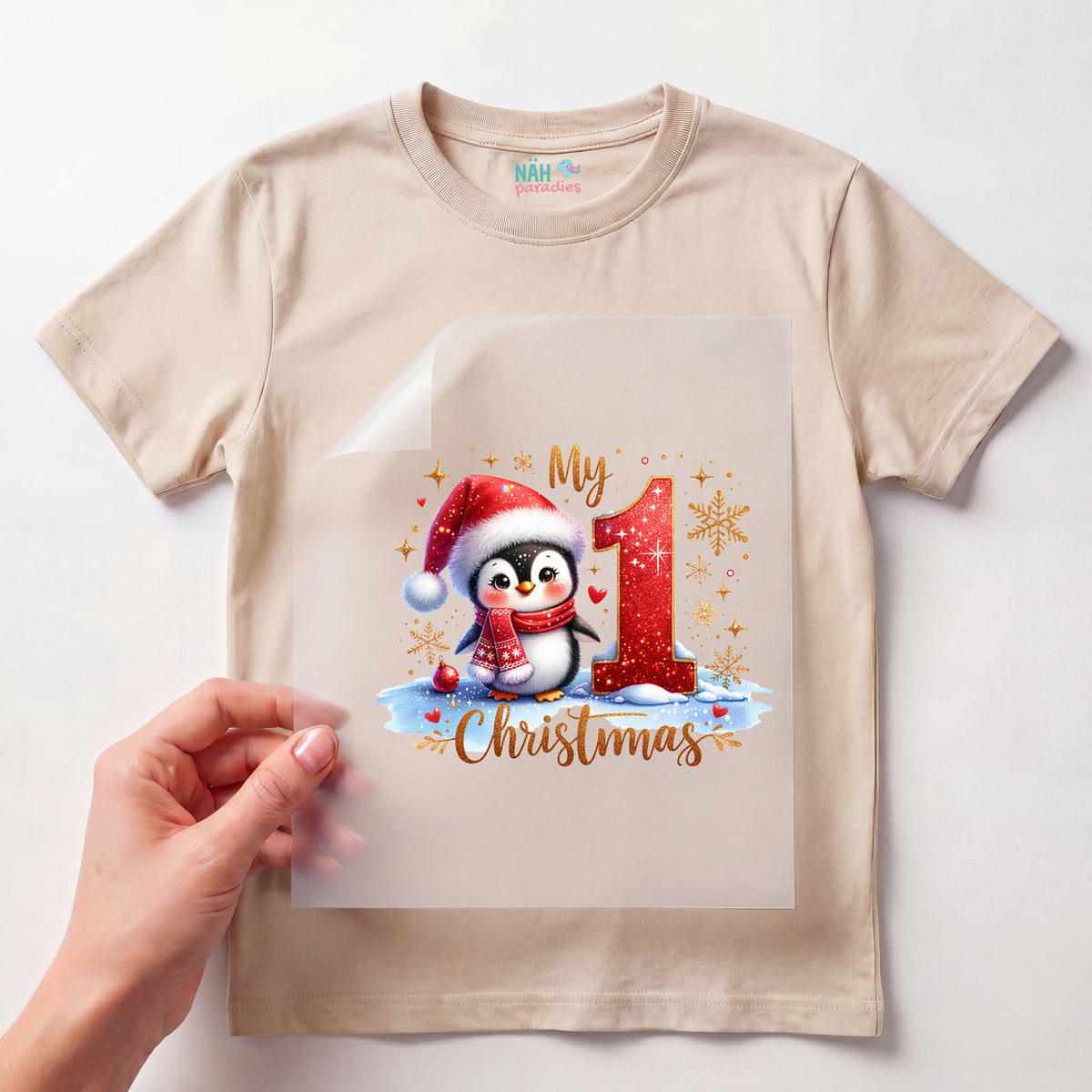 Bügelbild Mein 1. Weihnachten – Pinguinliebe