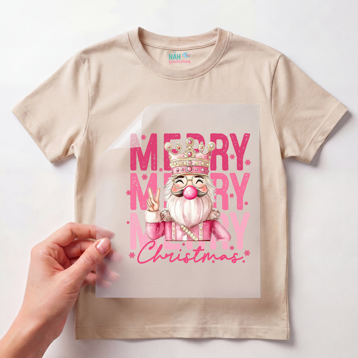 Bügelbild Merry Christmas Bubblegum Nussknacker
