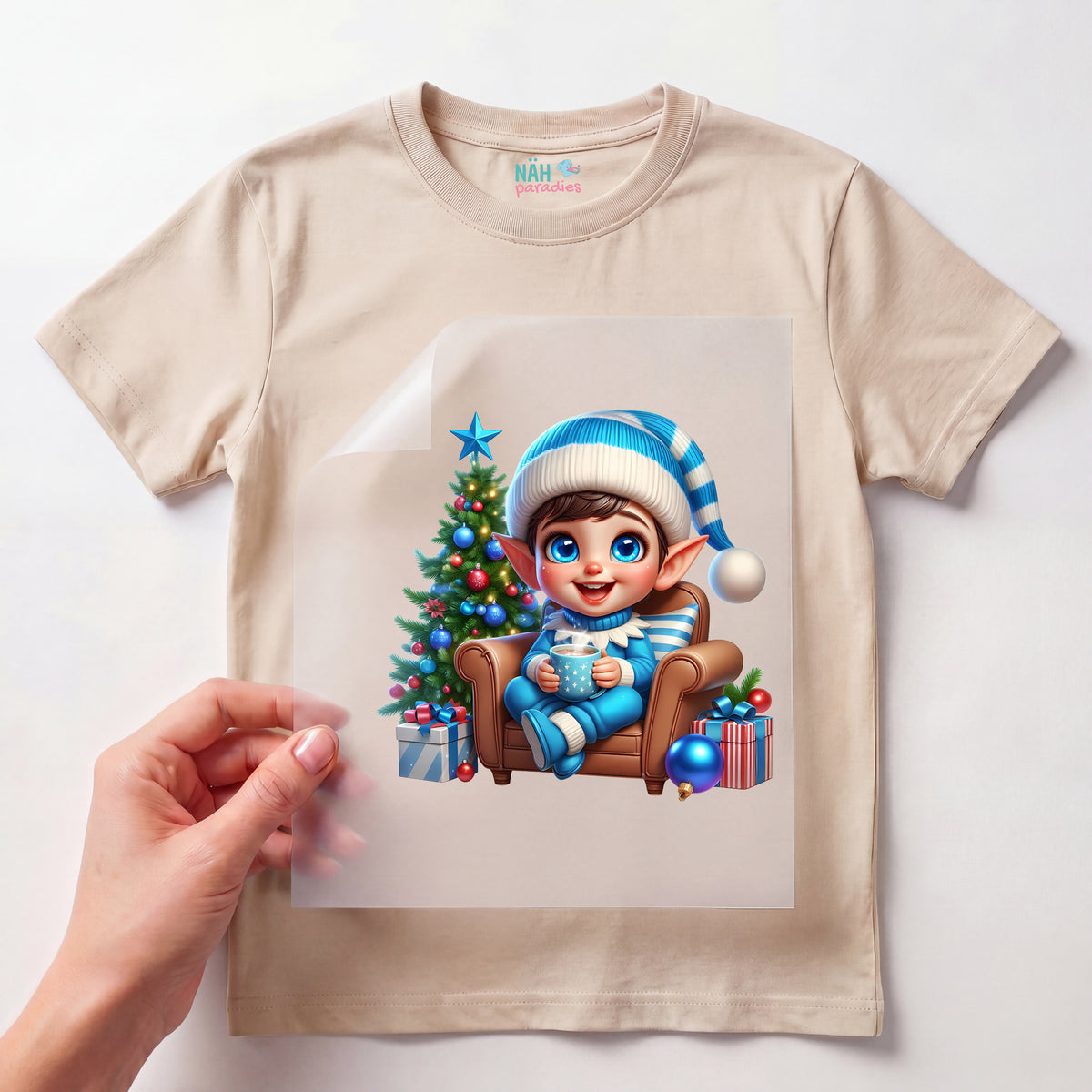Bügelbild Blauer Elf Kakaozauber