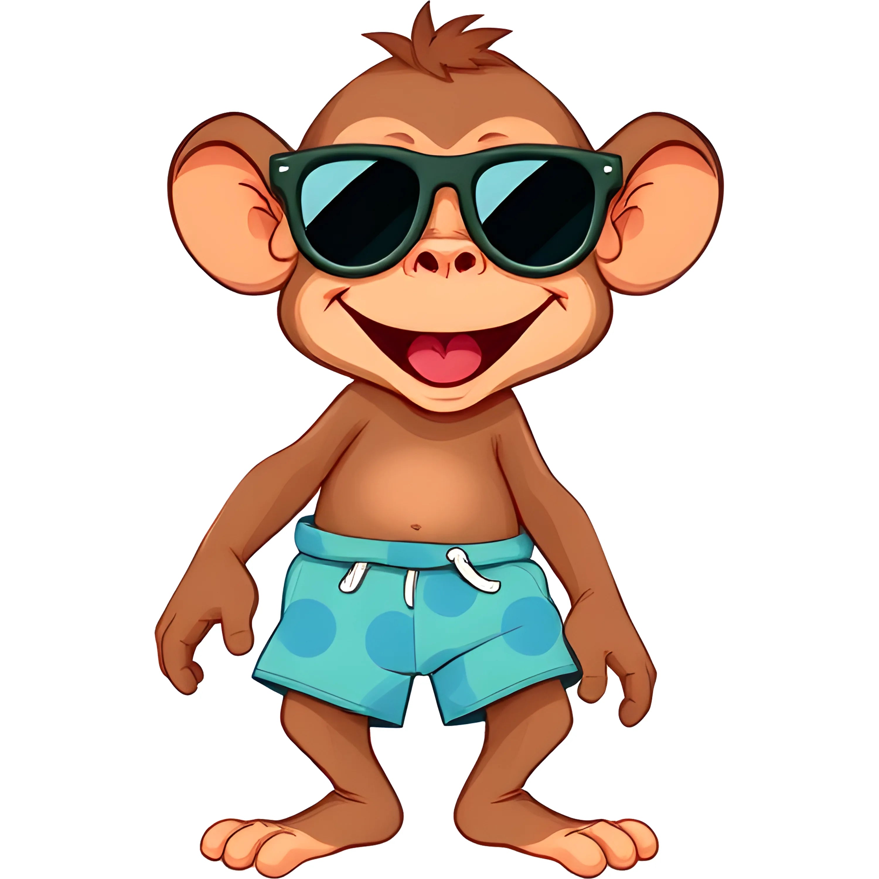 Bügelbild Affe Kiki im Urlaub