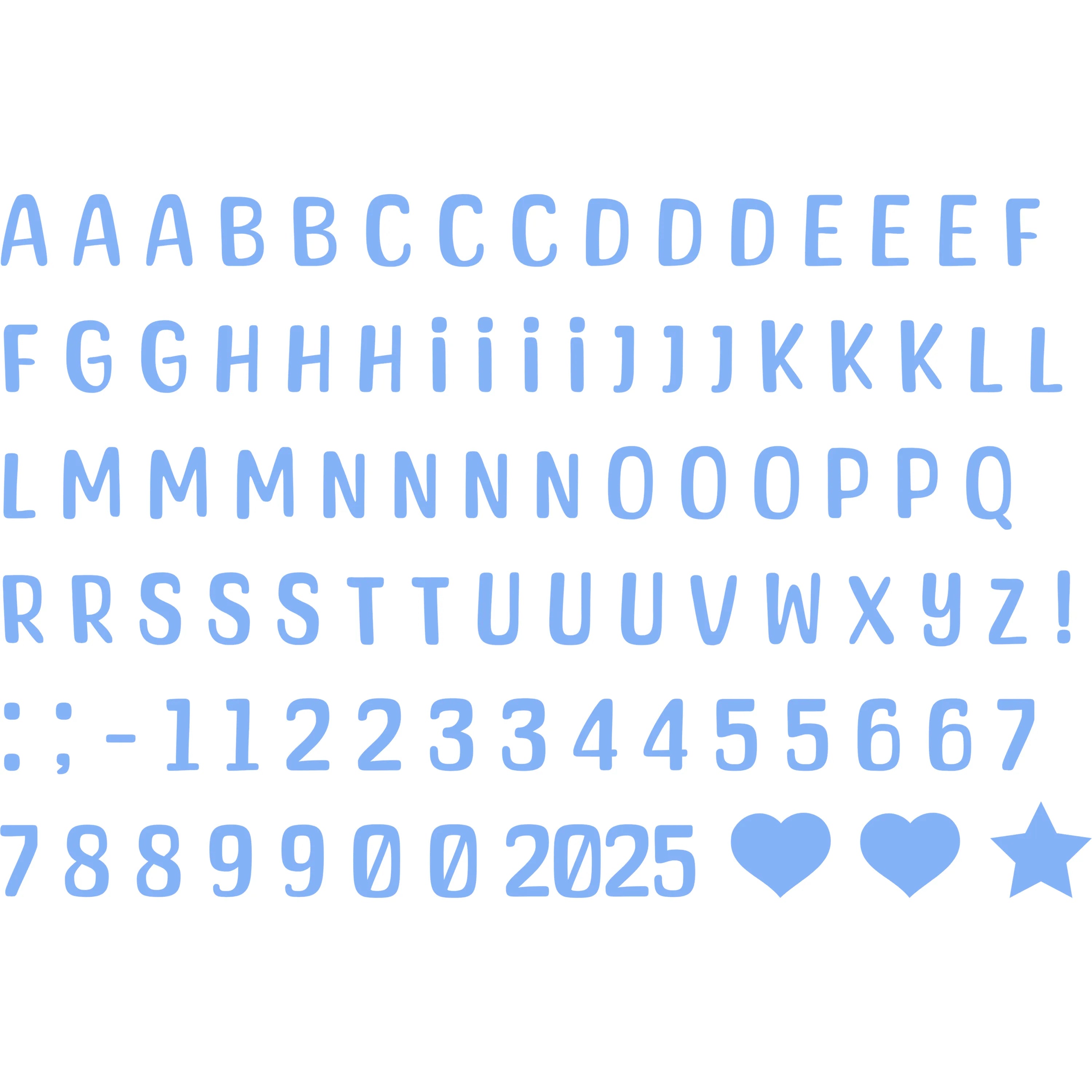 Bügelbild Alphabet + Zahlen Set