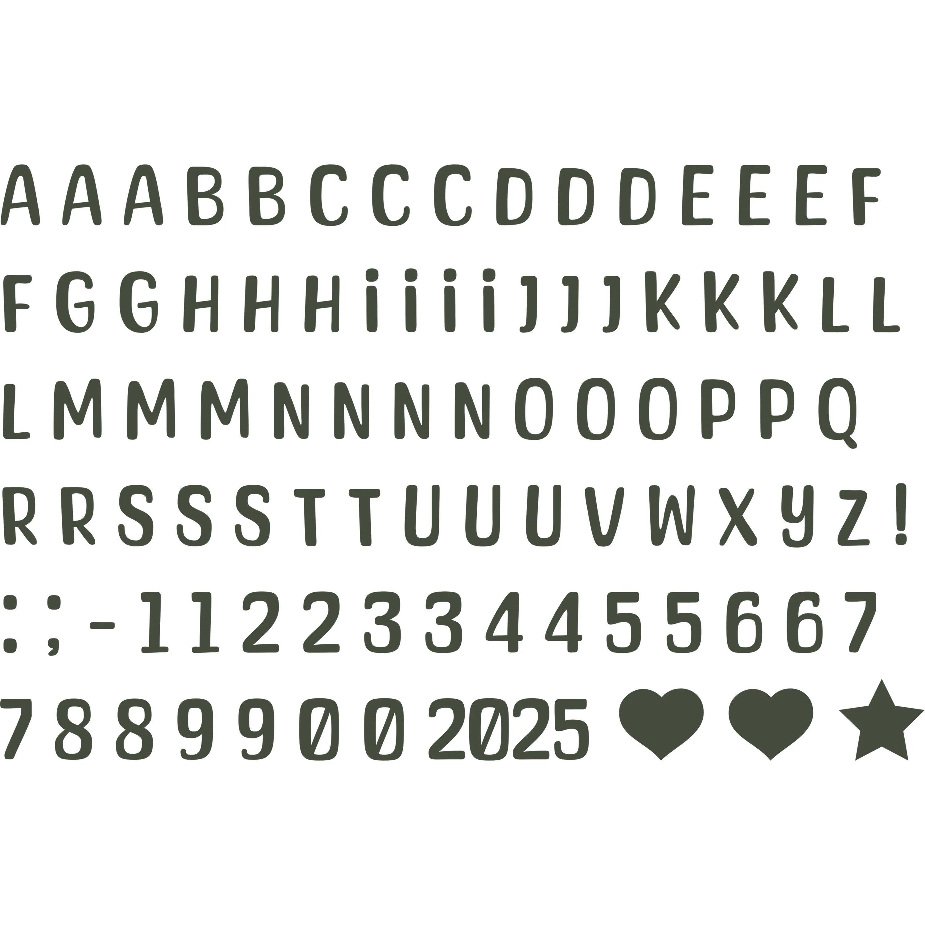 Bügelbild Alphabet + Zahlen Set