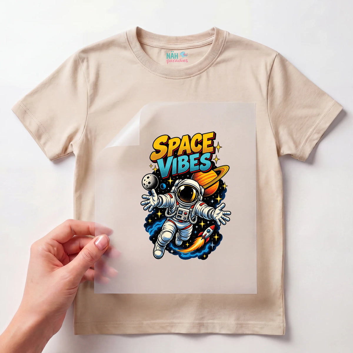 Bügelbild Astronaut Space Vibes Comic