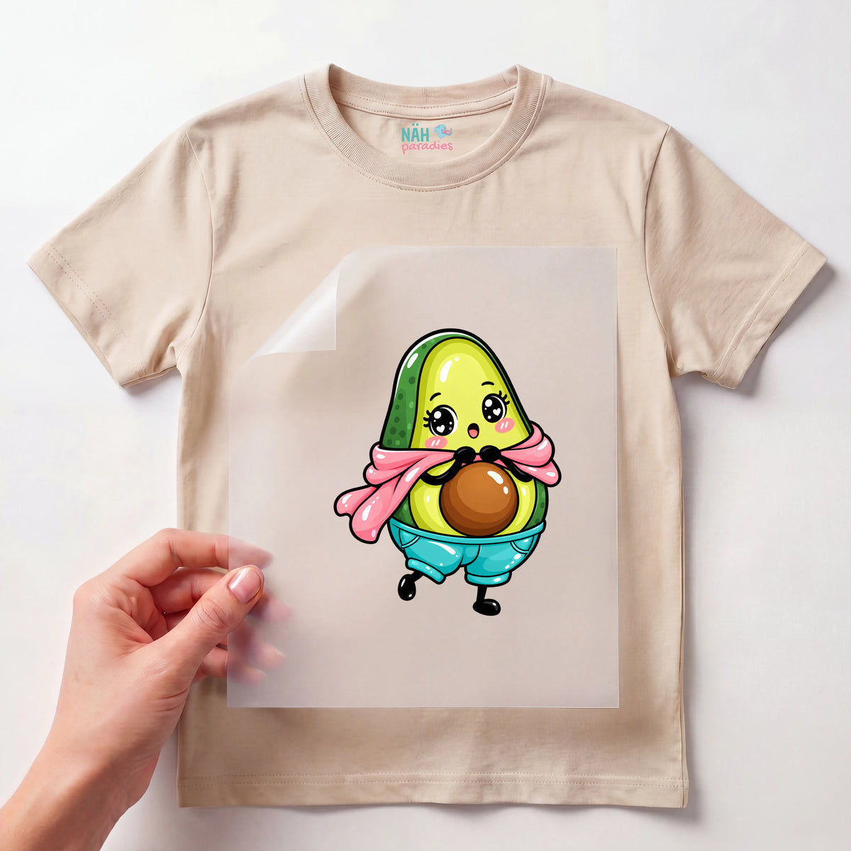 Bügelbild Avocado mit Schal