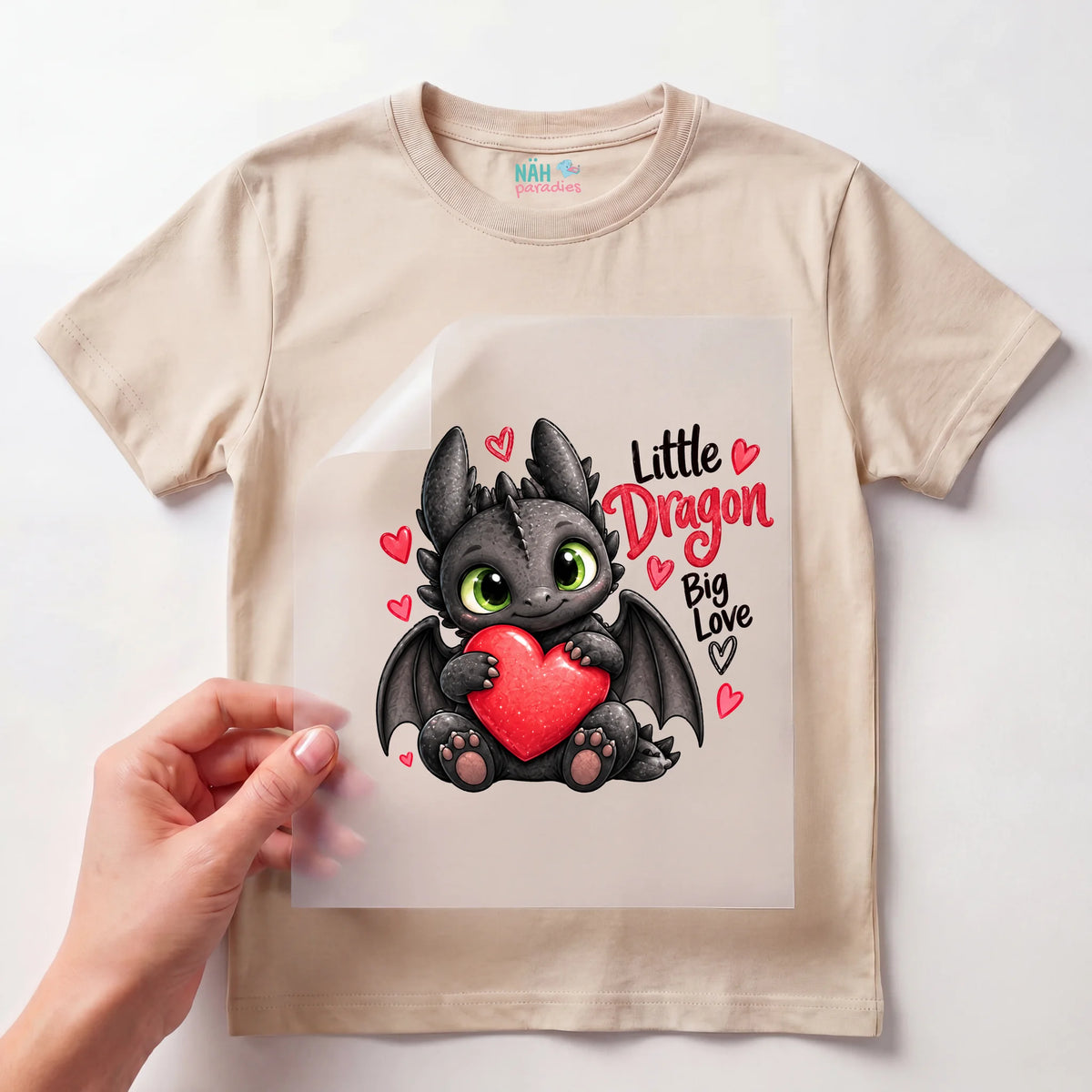 Bügelbild Baby Drache Little Dragon Big Love