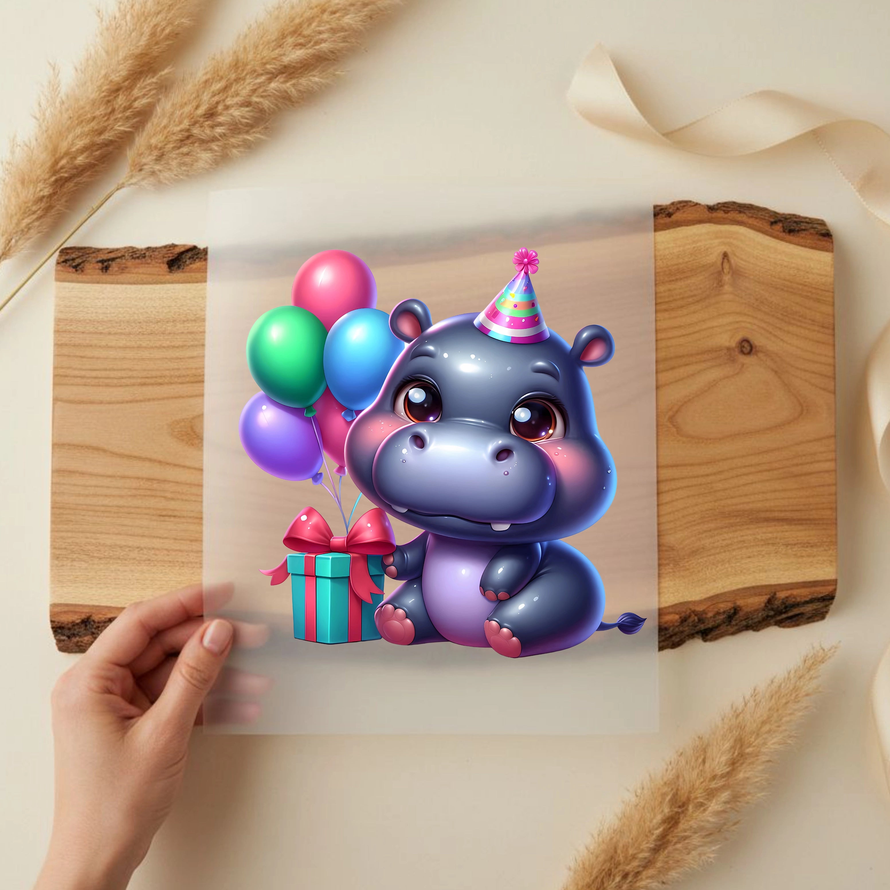 Bügelbild Baby Nilpferd Geburtstag