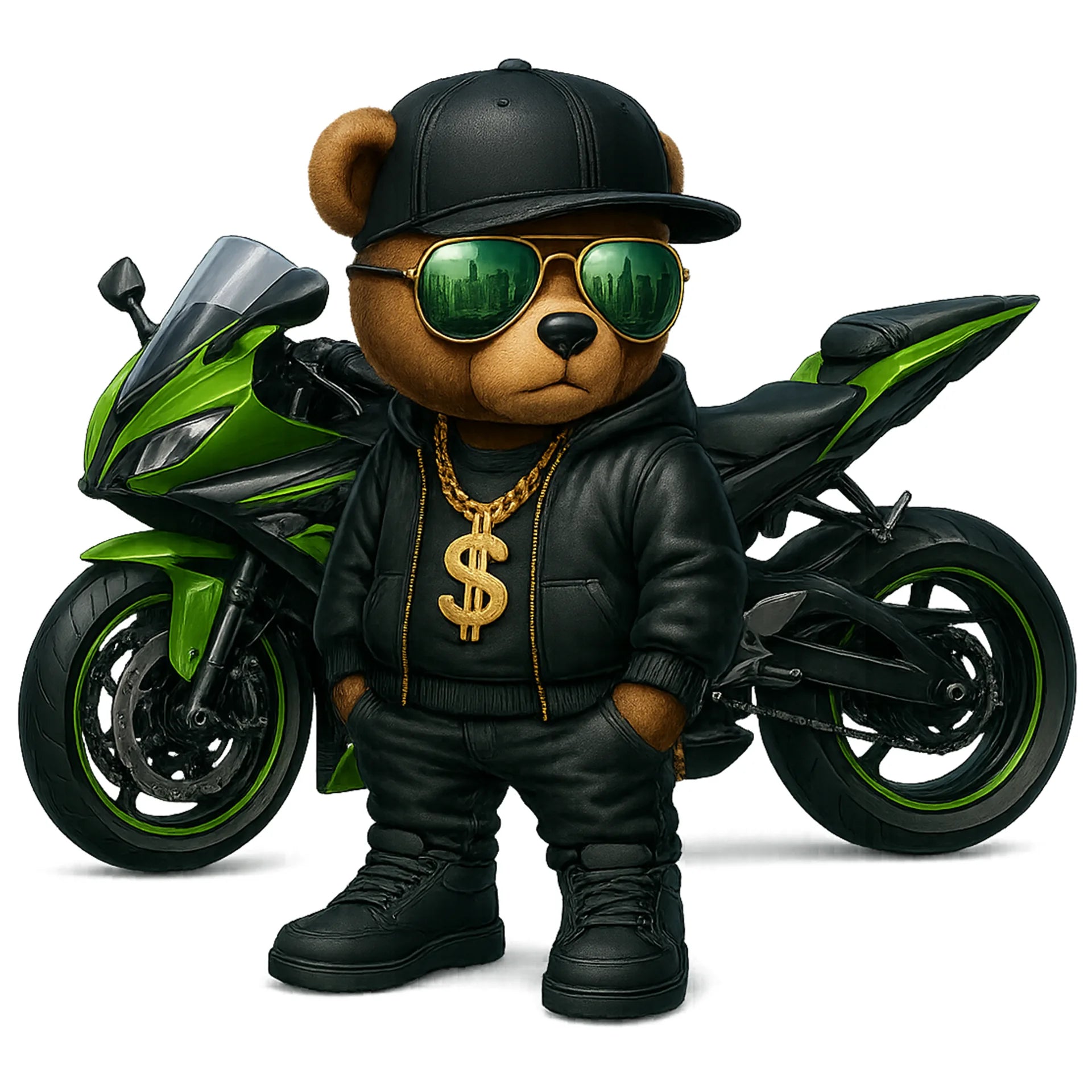 Bügelbild Bär Motorradking - S