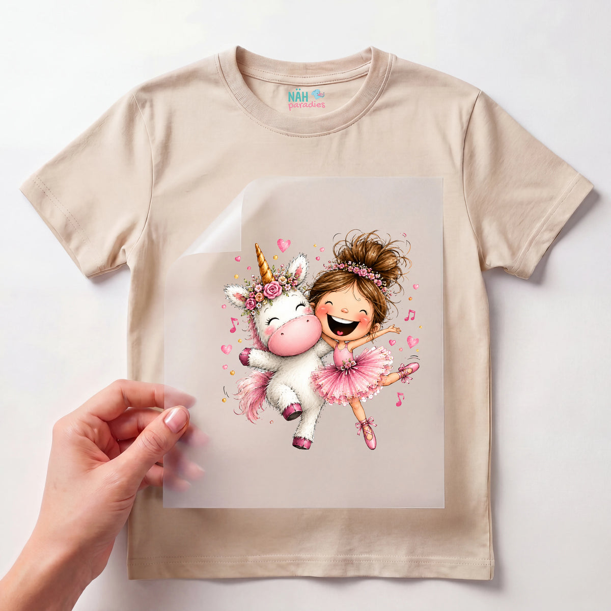 Bügelbild Ballerina mit Einhorn