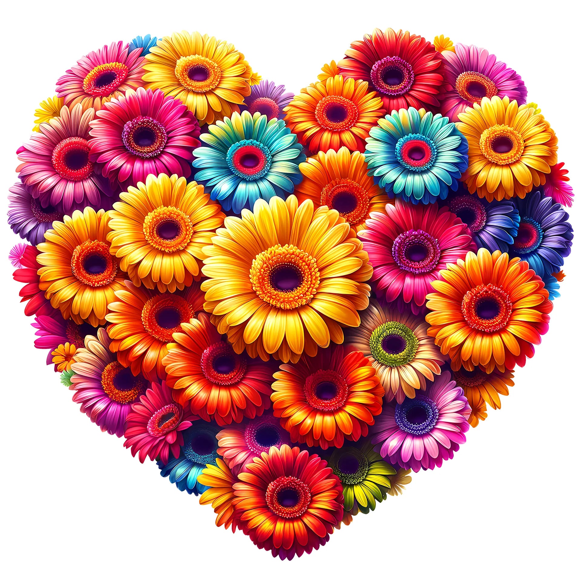 Bügelbild Blumenherz Farbenspiel