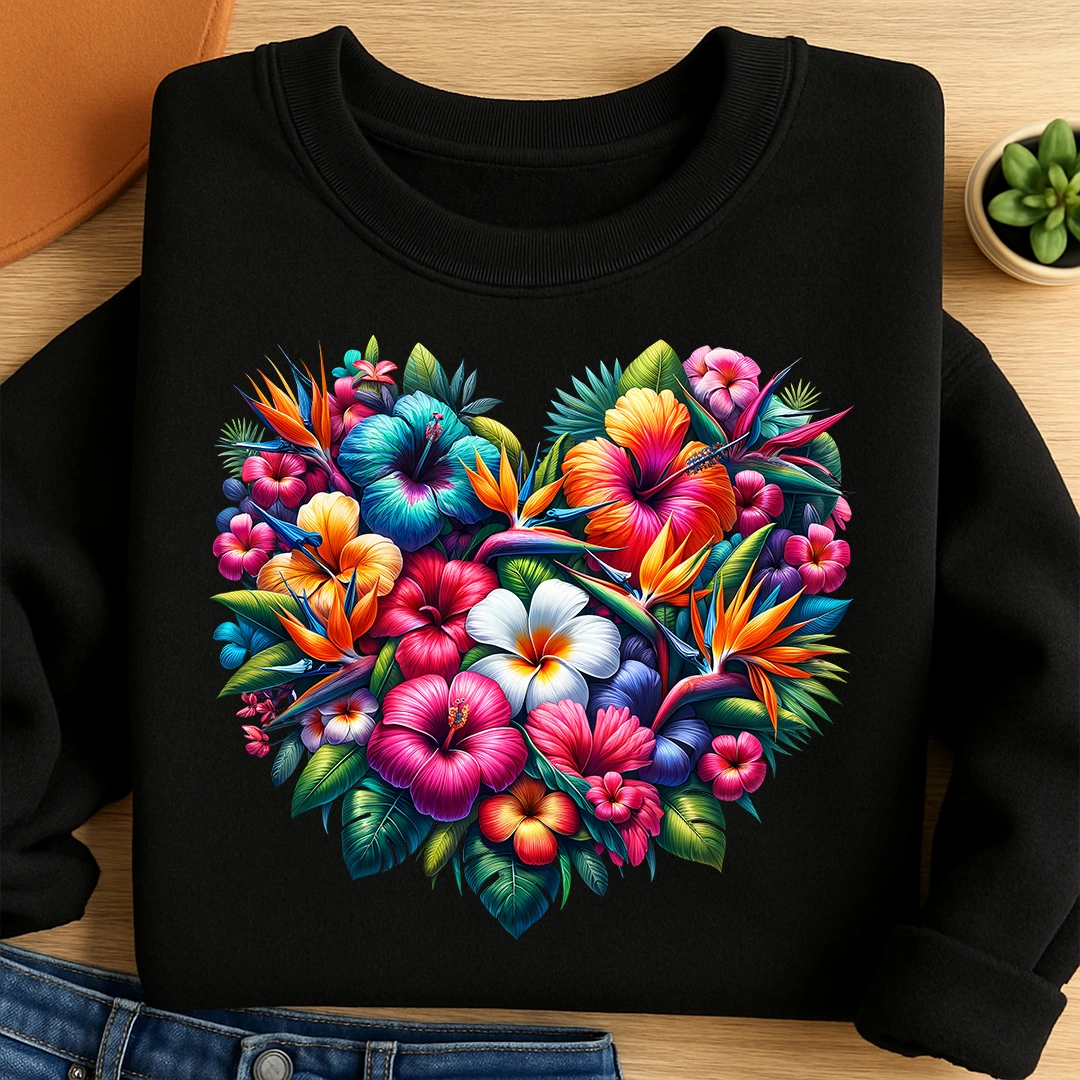 Bügelbild Blumenherz Tropenliebe