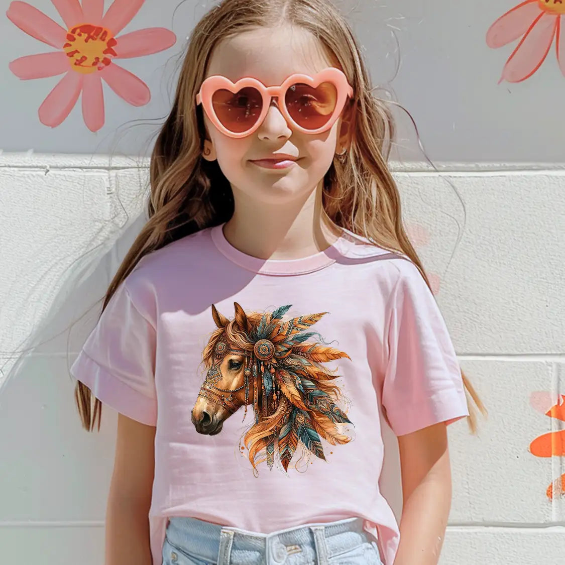 Bügelbild Boho Pferd Braun - XXL