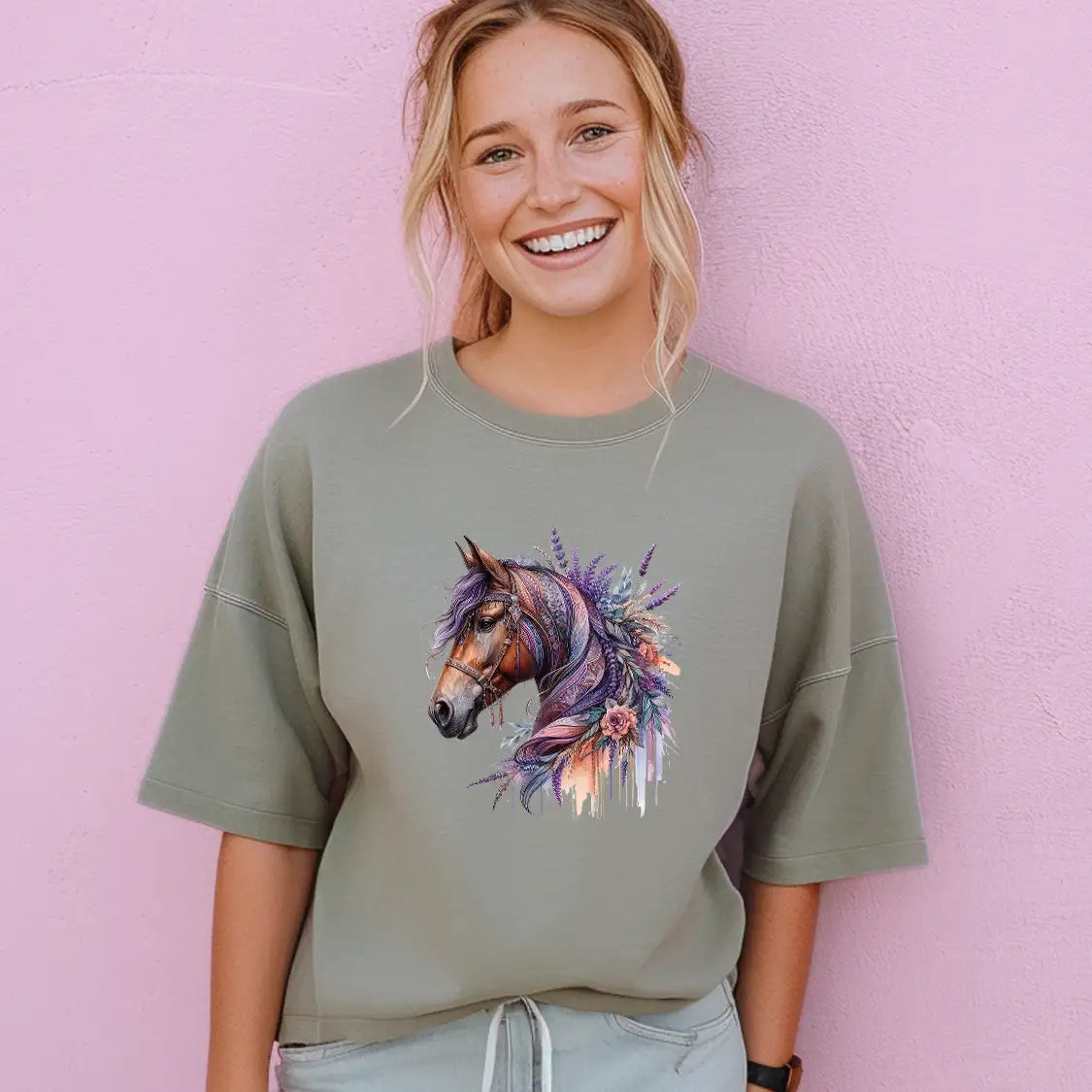 Bügelbild Boho Pferd Lila