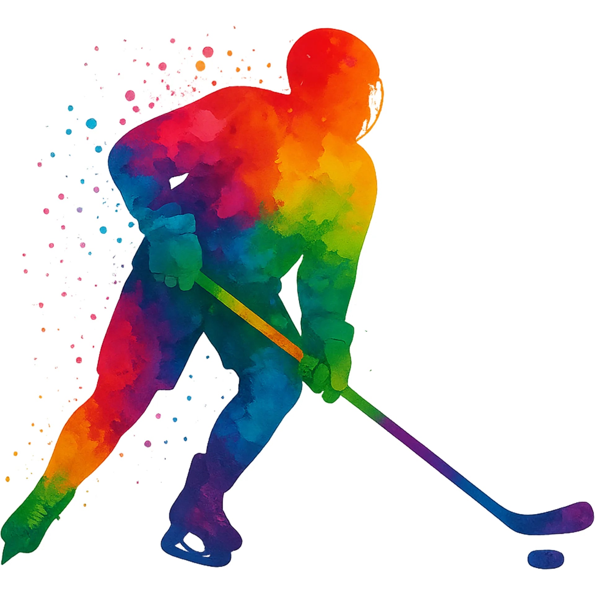 Bügelbild Bunter Hockeyspieler Splash - S
