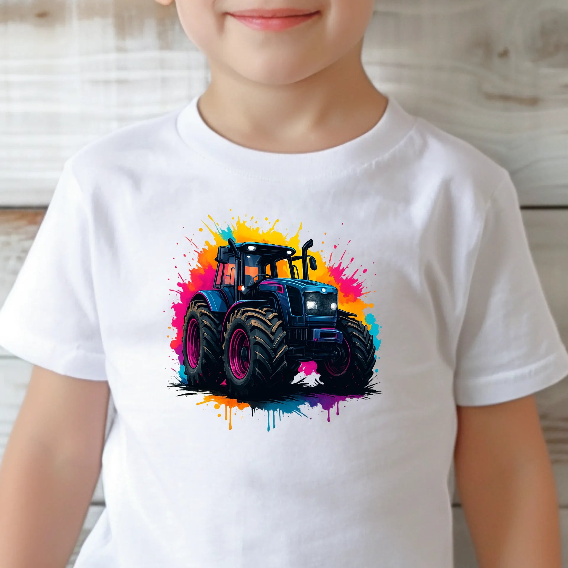 Bügelbild Bunter Traktor Splash - S