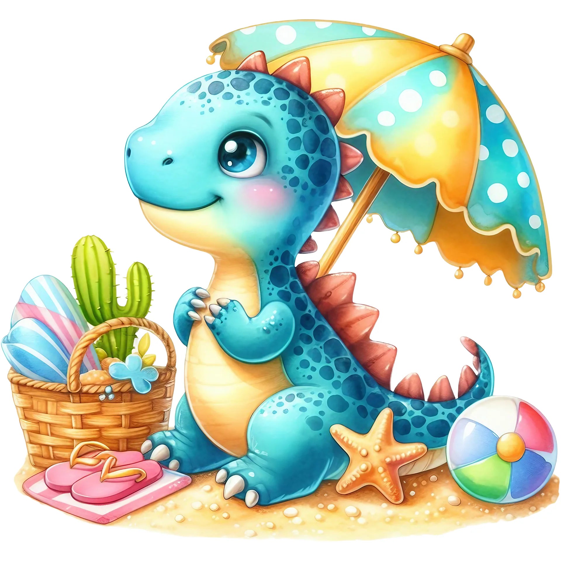 Bügelbild Dino Strandspaß - S