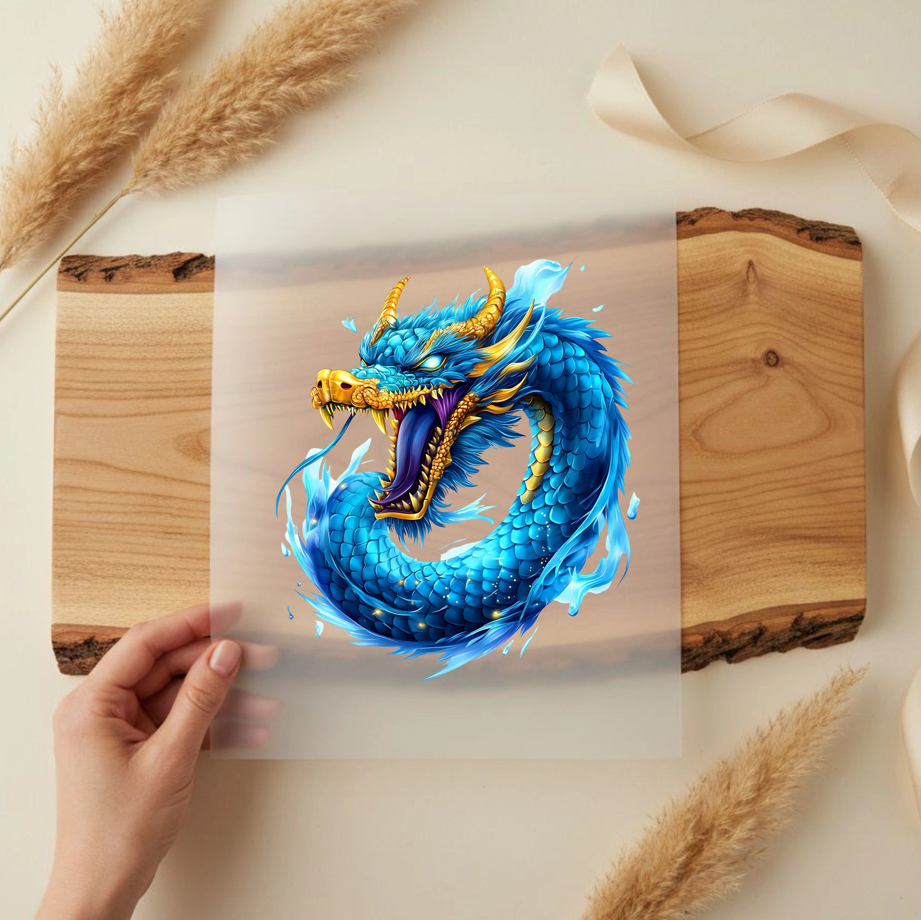Bügelbild Drache Sturmwasser