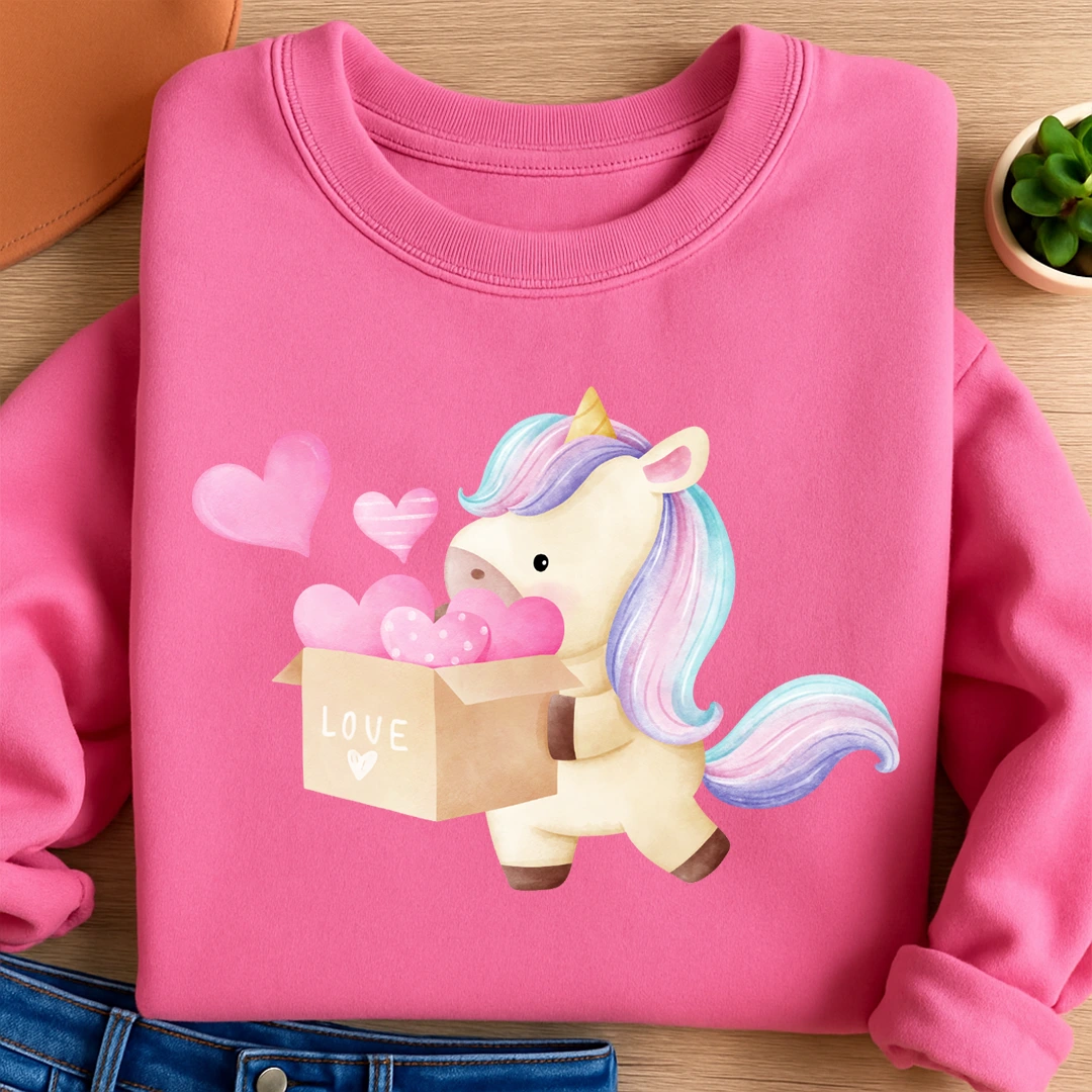 Bügelbild Einhorn Liebeslieferung