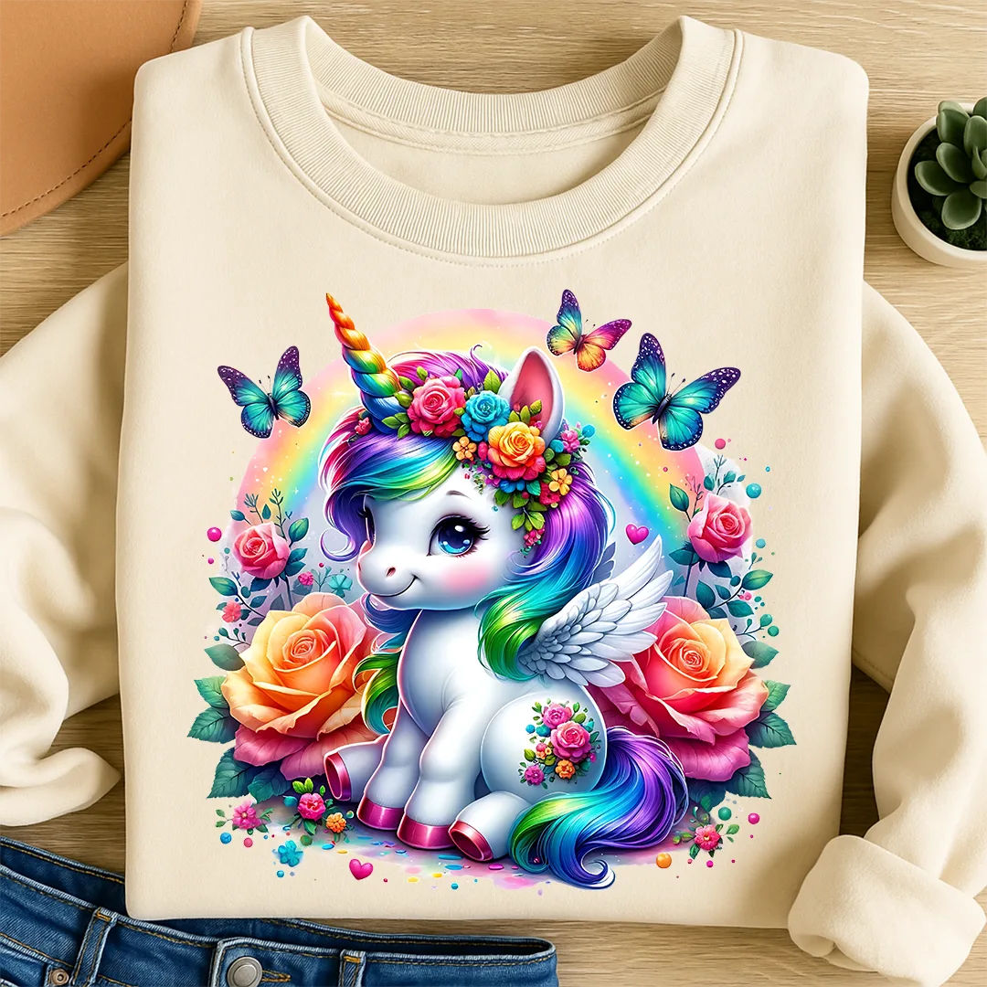 Bügelbild Einhorn Schmetterlingszauber
