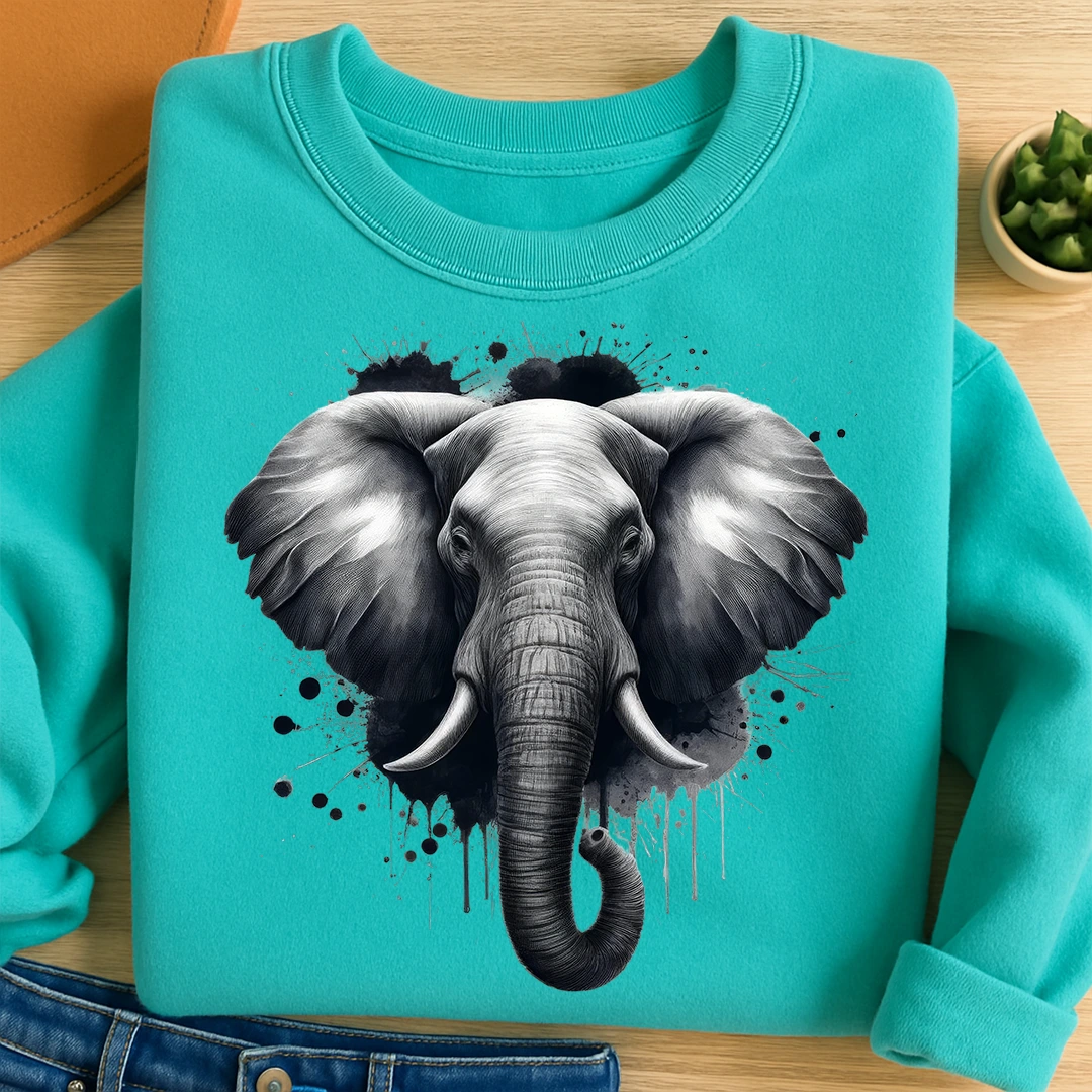 Bügelbild Elefant graue Kraft