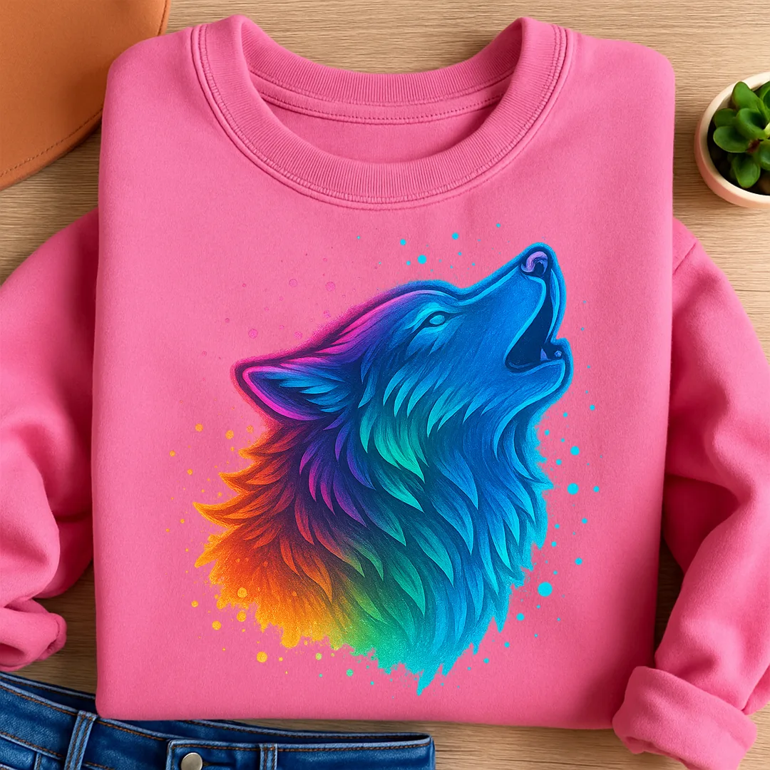 Bügelbild Farbenruf Wolf
