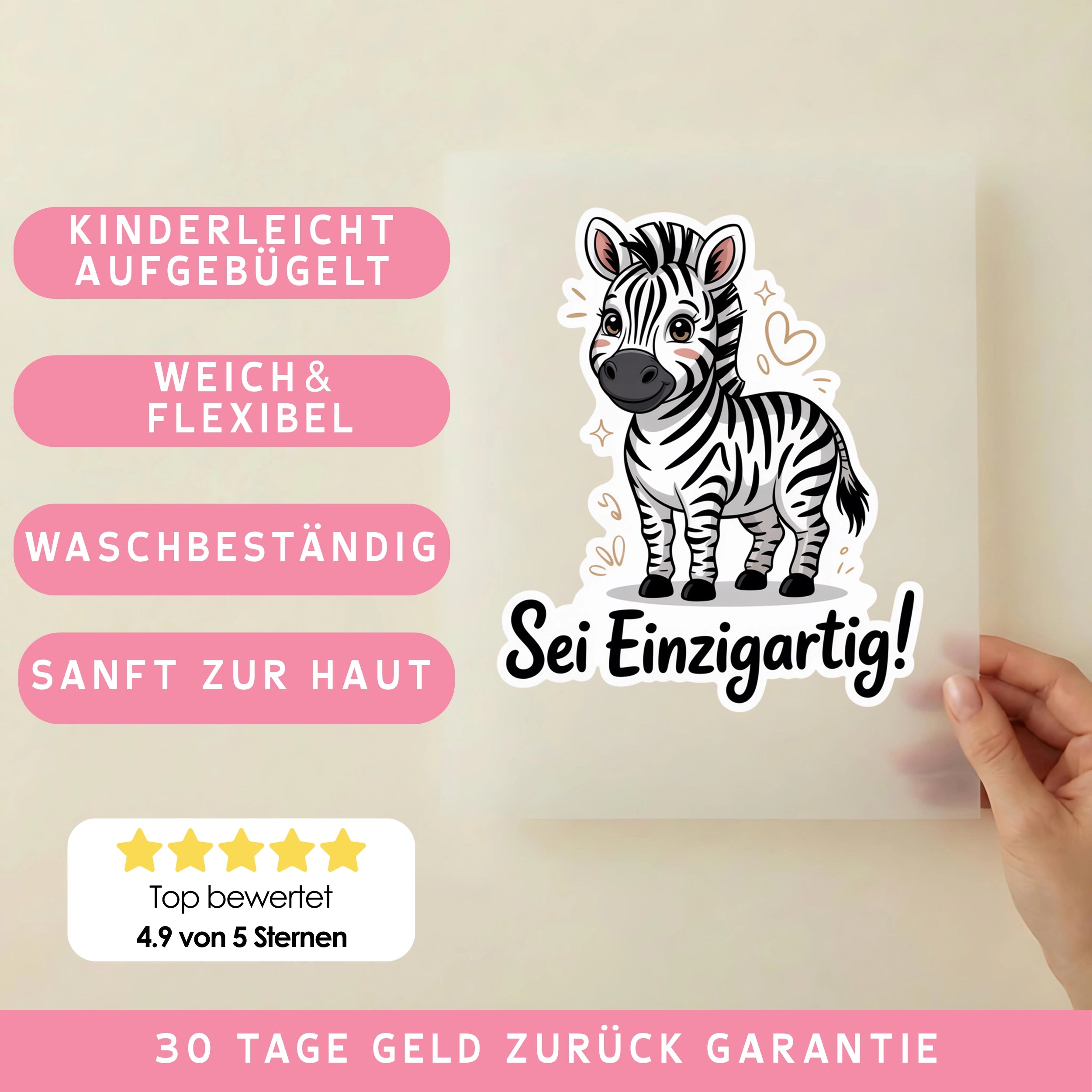 Bügelbild Zebra Einzigartig