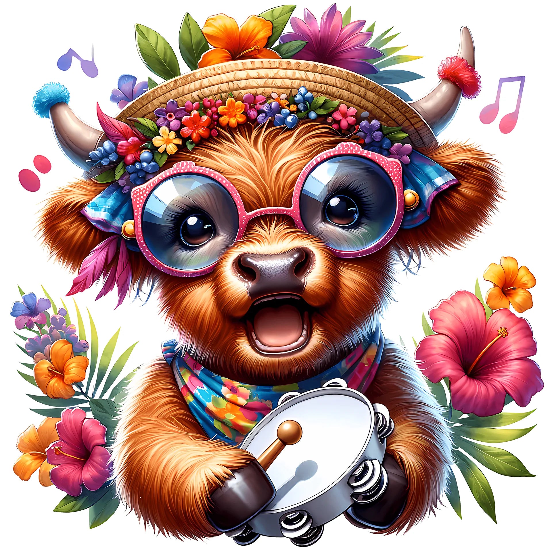 Bügelbild Fröhliche Musikkuh - M