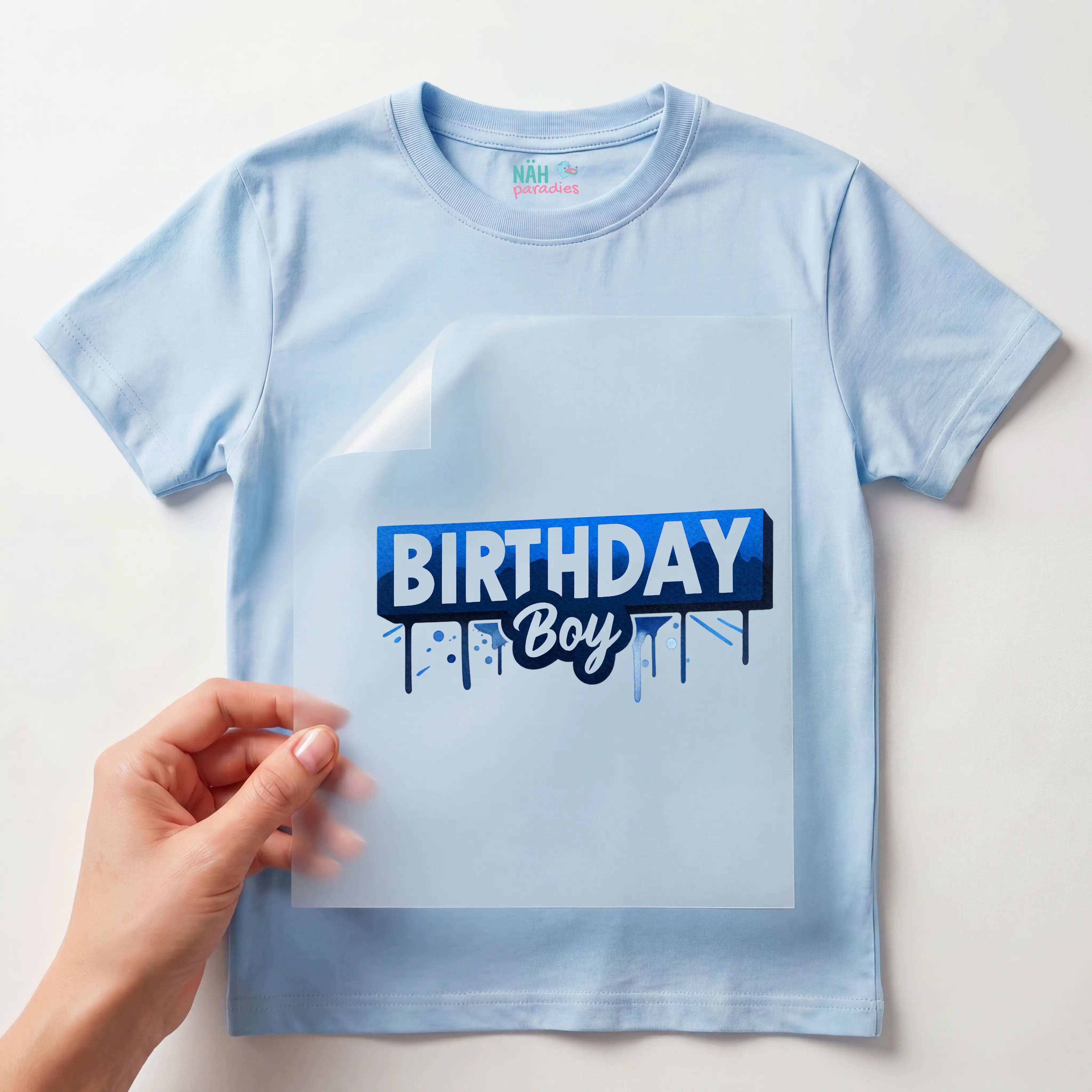 Bügelbild Birthday Boy Blau