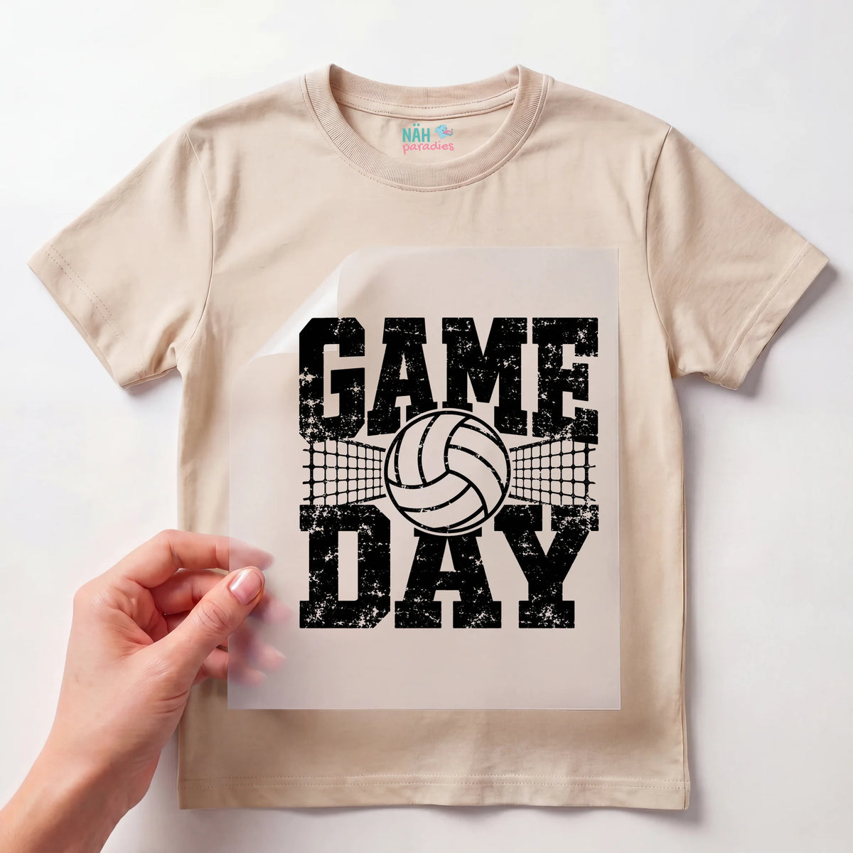 Bügelbild Game Day Volleyball Schwarz