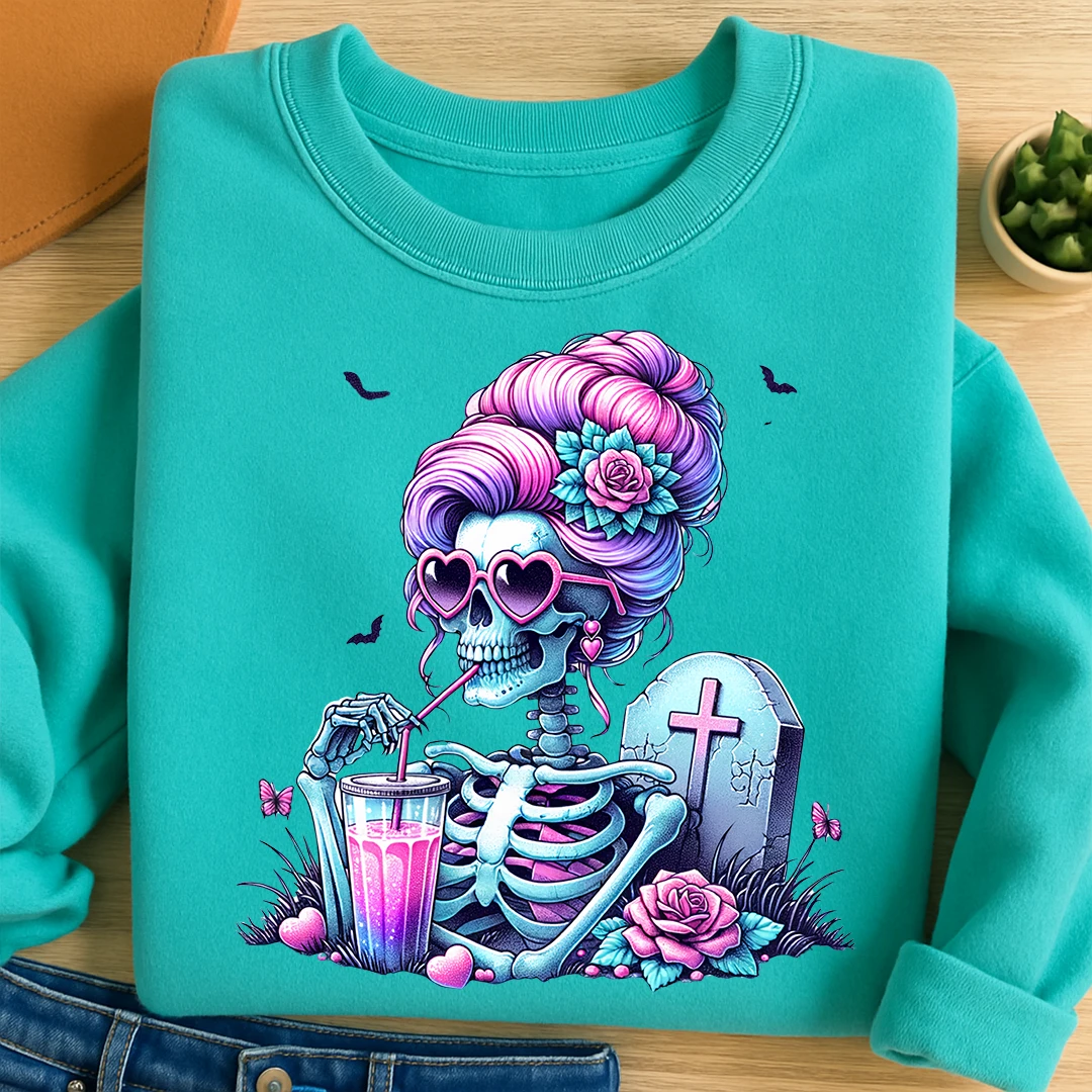 Bügelbild Glamour Skelett