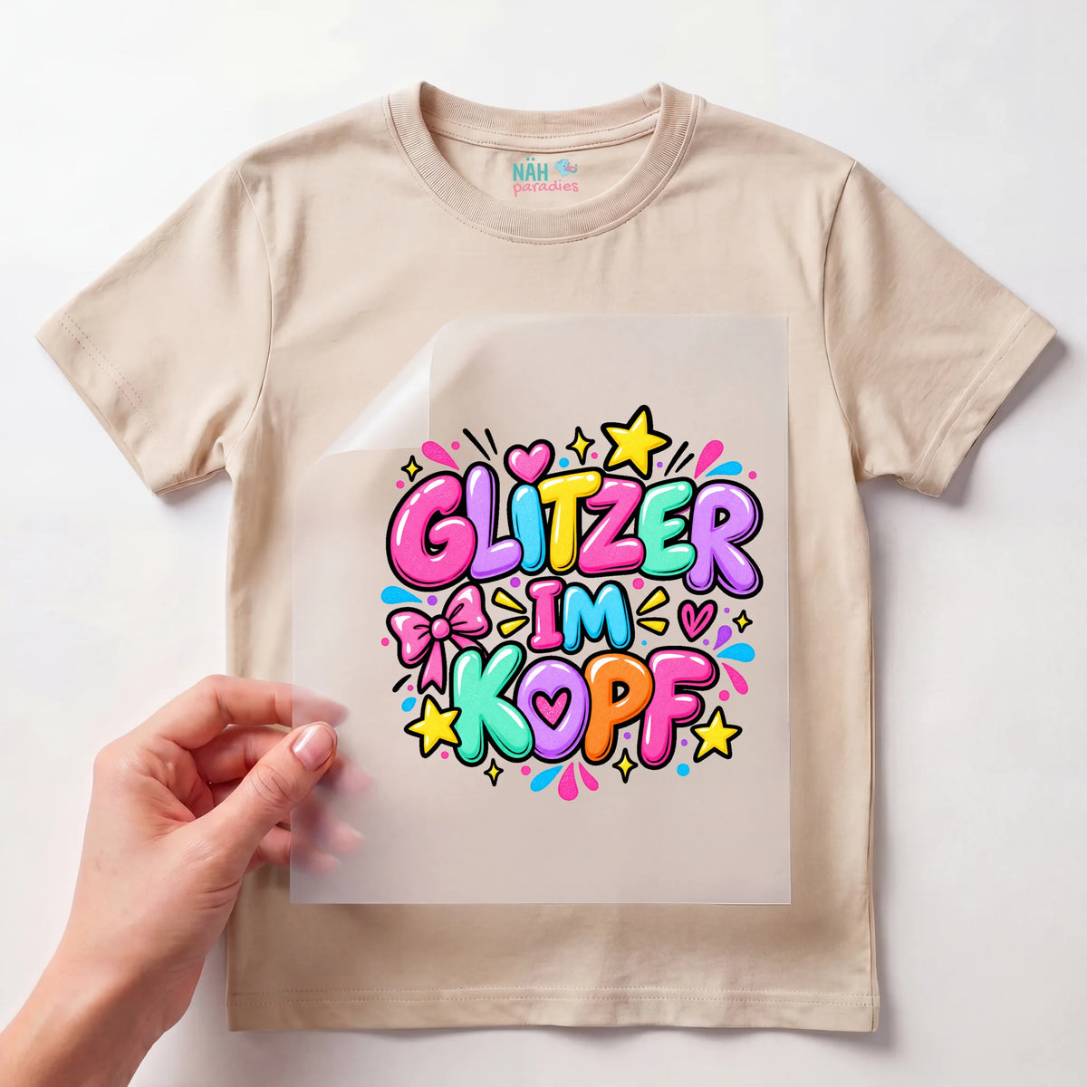 Bügelbild Glitzer im Kopf Bubble