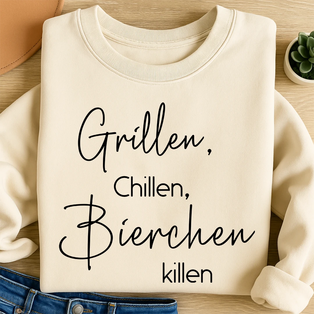 Bügelbild Schriftzug grillen, chillen